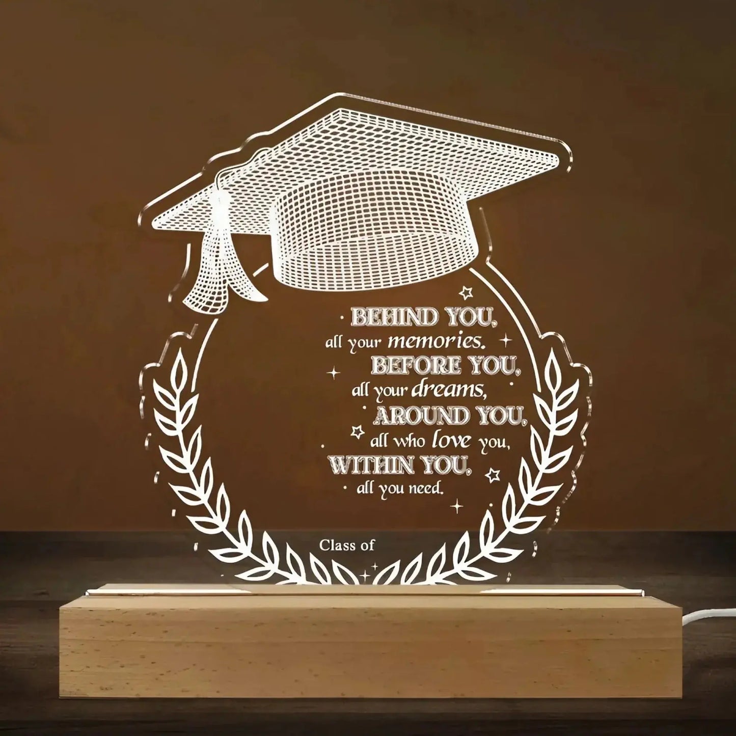 Behind You Are All Your Memories – Personalized Custom LED Light Gift for Graduation, Inspirational Keepsake for Graduates Ezcustomize