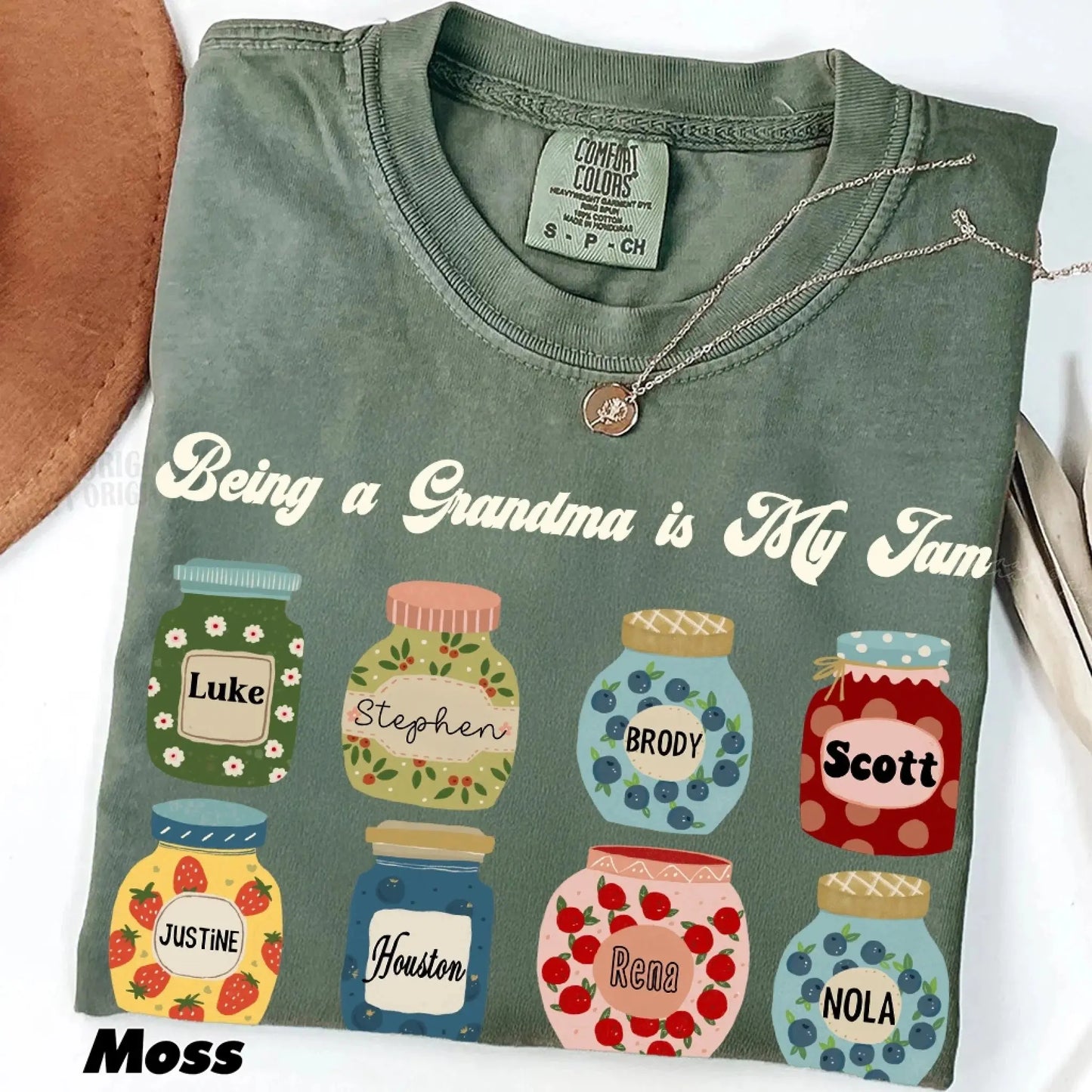 Being a Grandma is My Jam – Personalized Comfort Colors Shirt with Grandkids' Names – Cute Gift for Nana or Mimi Ezcustomize