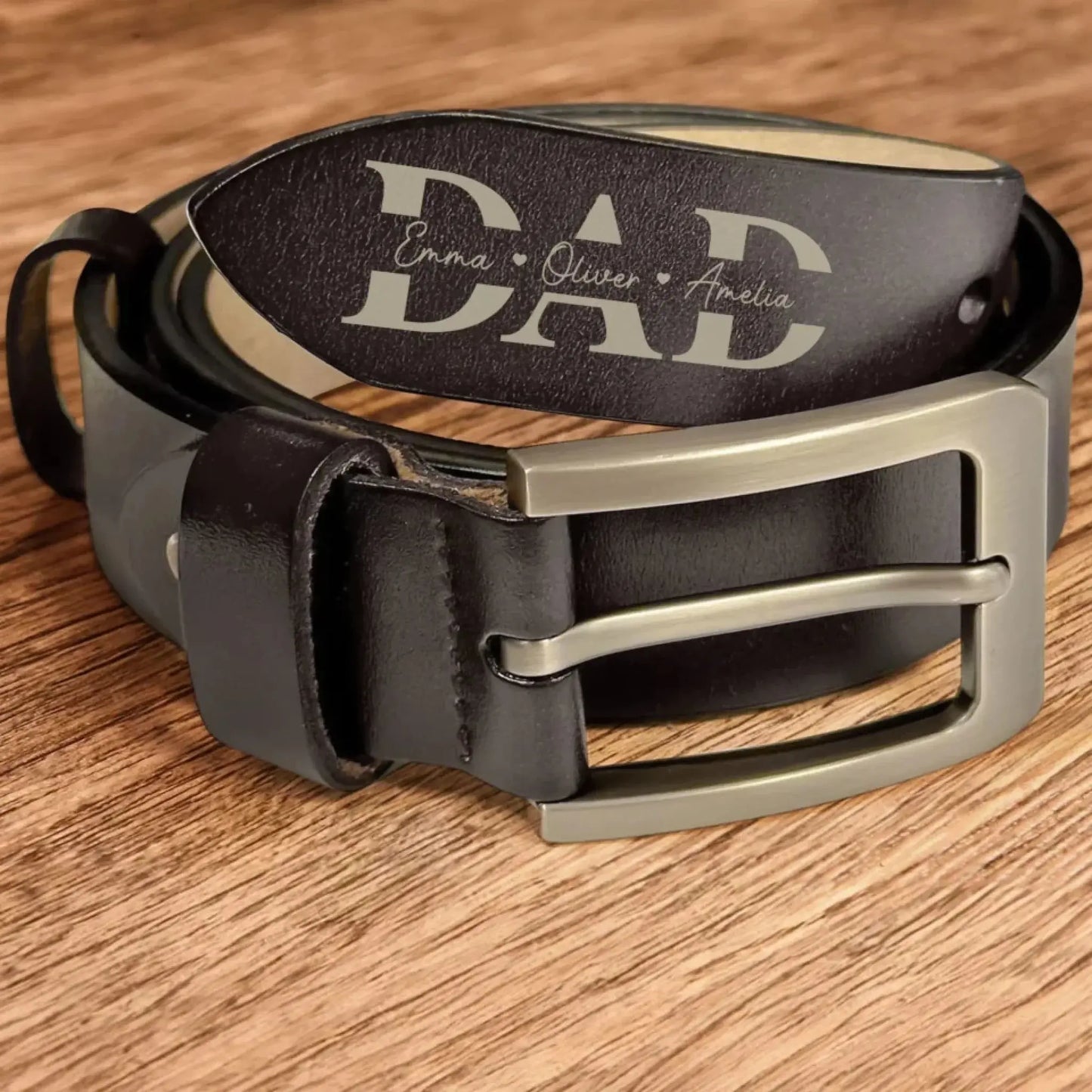 Belt Reminder We Love You For Dad - Personalized Engraved Leather Belt Ezcustomize