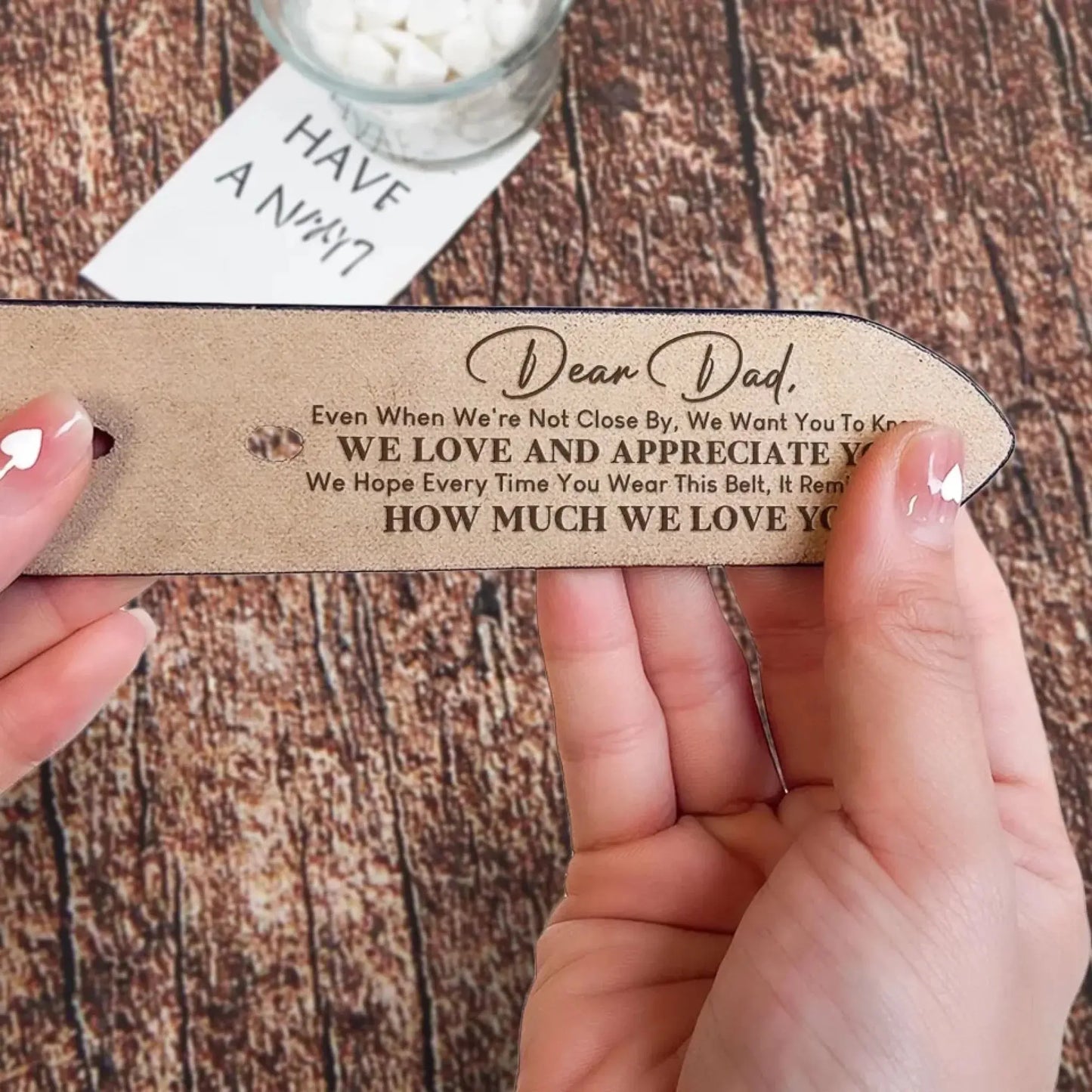 Belt Reminder We Love You For Dad - Personalized Engraved Leather Belt Ezcustomize