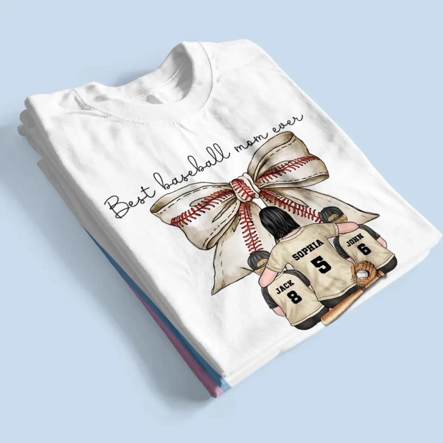 Best Baseball Mom Ever with Coquette Bow – Personalized T-Shirt, Custom Gift for Proud Sports Moms Ezcustomize