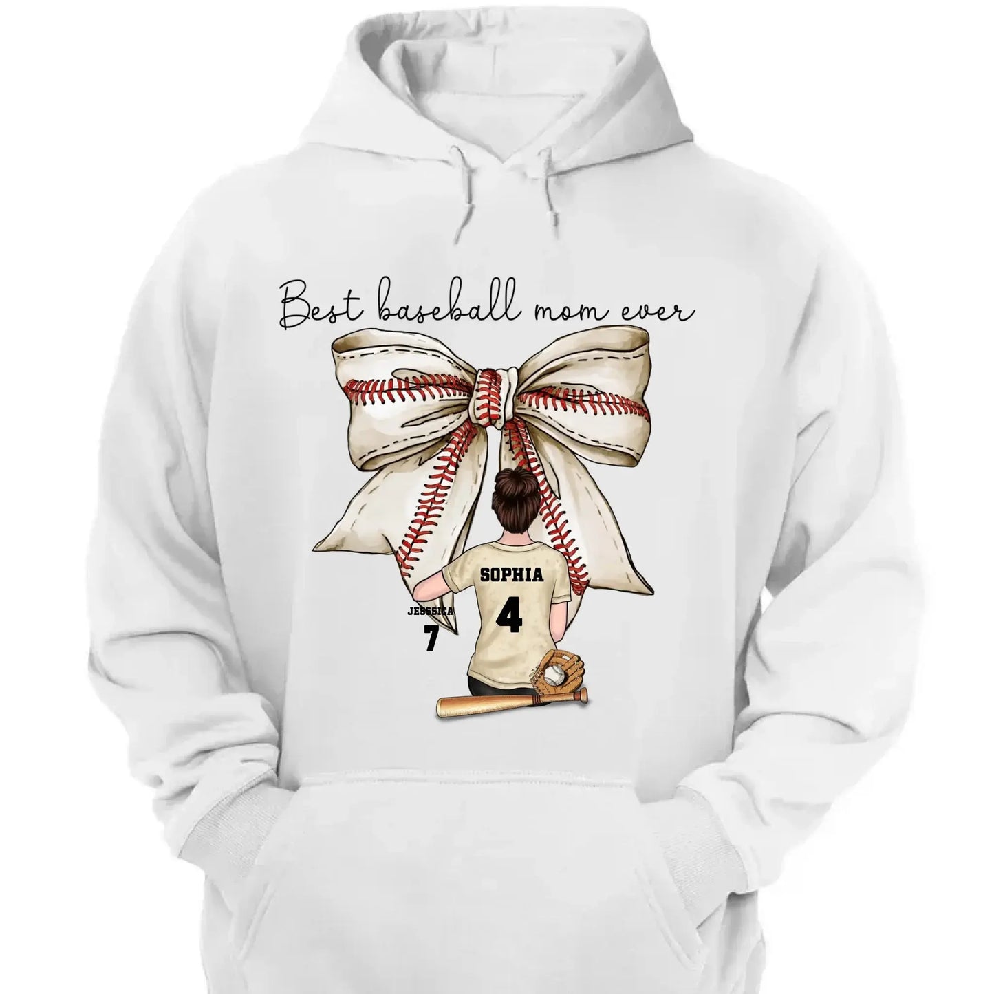 Best Baseball Mom Ever with Coquette Bow – Personalized T-Shirt, Custom Gift for Proud Sports Moms Ezcustomize