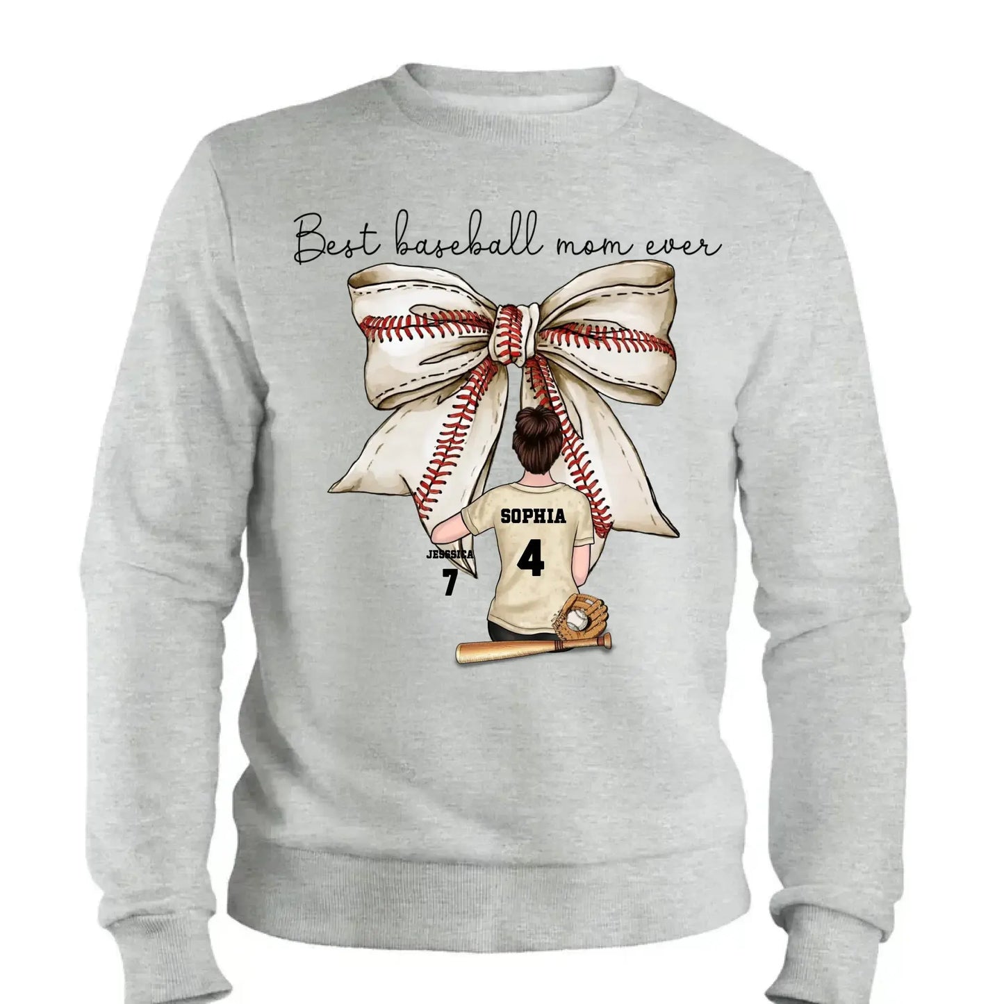 Best Baseball Mom Ever with Coquette Bow – Personalized T-Shirt, Custom Gift for Proud Sports Moms Ezcustomize