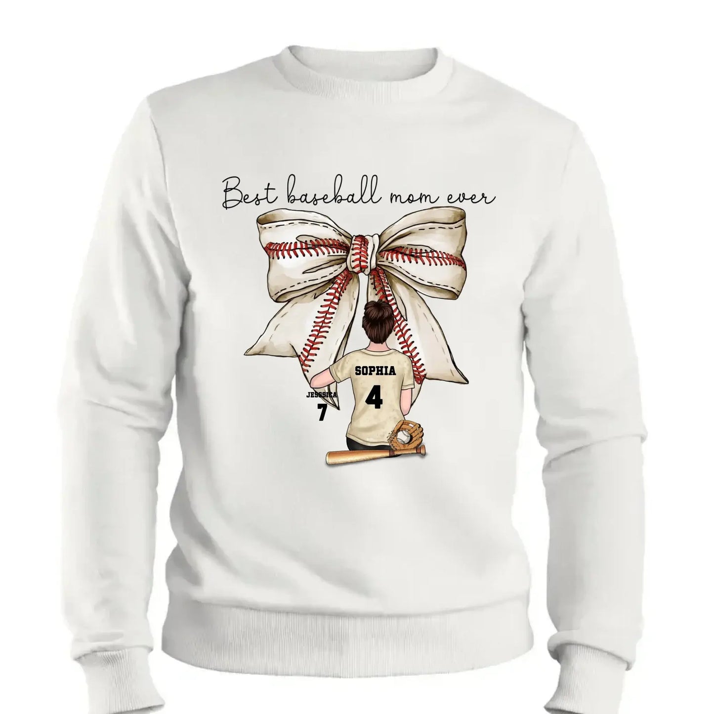 Best Baseball Mom Ever with Coquette Bow – Personalized T-Shirt, Custom Gift for Proud Sports Moms Ezcustomize