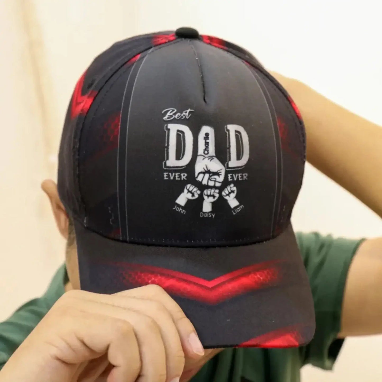 Best Dad Ever Fist Bump Design - Custom "Daddy’s Team" Cap - Perfect Anniversary & Father’s Day Gift Ezcustomize