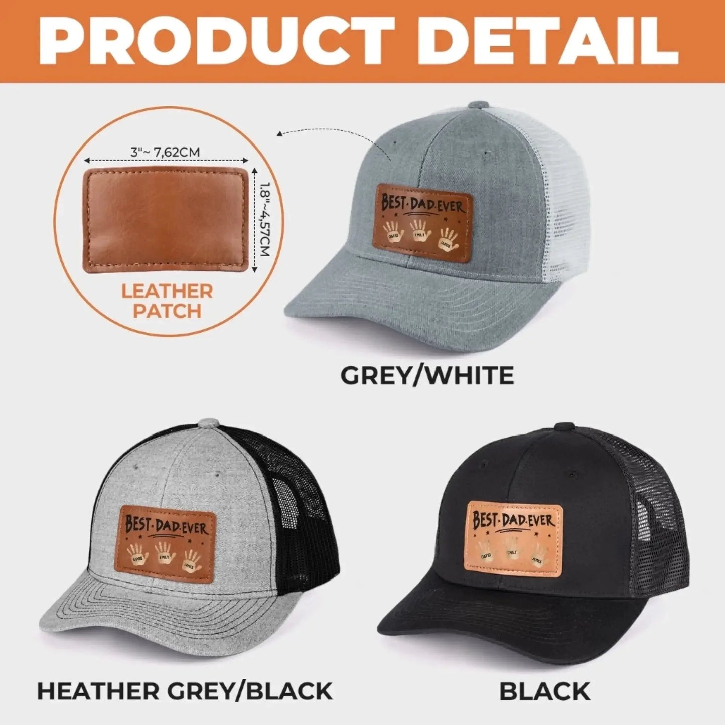 Best Dad Ever Hat – Personalized Leather Patch Cap with Kids’ Names, Father’s Day Gift from Family or Grandkids Ezcustomize