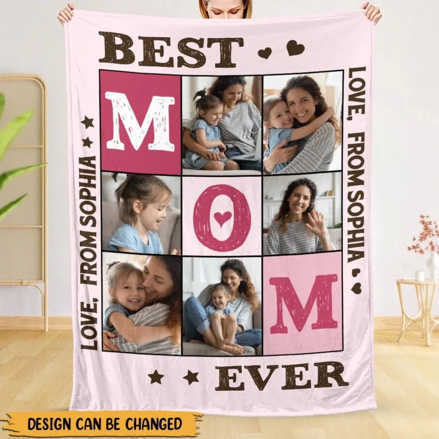 Best Mom Ever Photo Blanket – Personalized Custom Throw – Unique and Cozy Gift for Mother on Mother’s Day or Birthday Ezcustomize