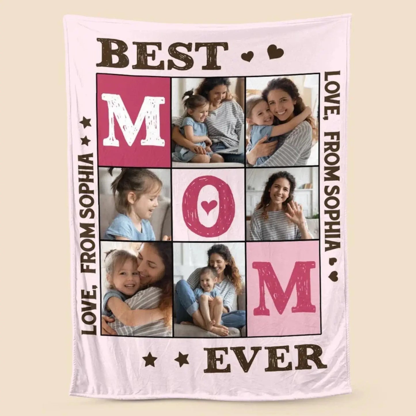 Best Mom Ever Photo Blanket – Personalized Custom Throw – Unique and Cozy Gift for Mother on Mother’s Day or Birthday Ezcustomize