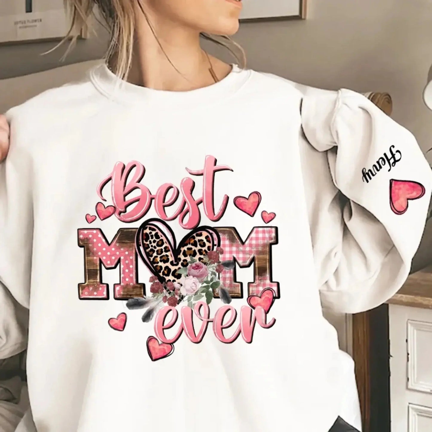 Best Mom/Grandma Ever Leopard Print – Personalized Sweatshirt – Custom Gift for Mother’s Day or Birthday from Kids or Grandkids Ezcustomize
