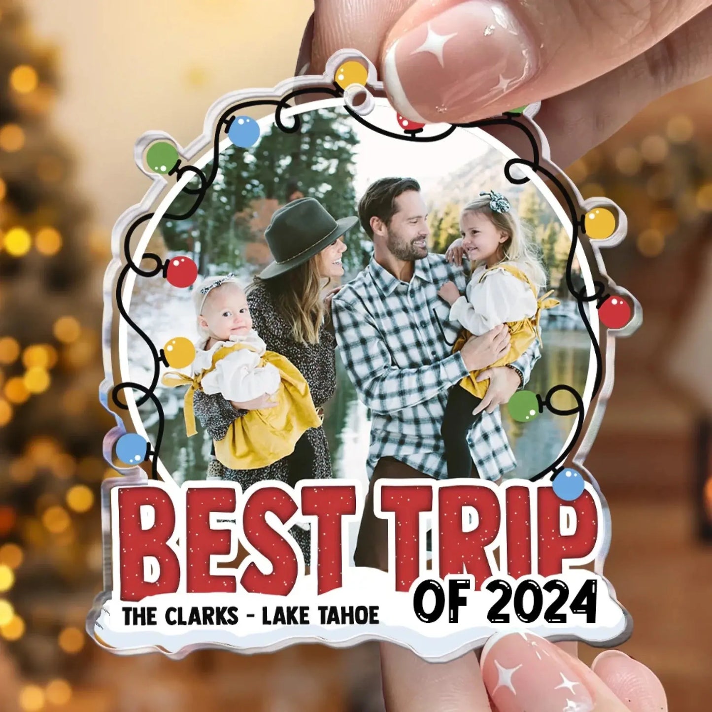 Best Trip of 2024 - Custom Acrylic Photo Ornament - Unique Travel Memory Gift for Couples, Friends, or Family Ezcustomize