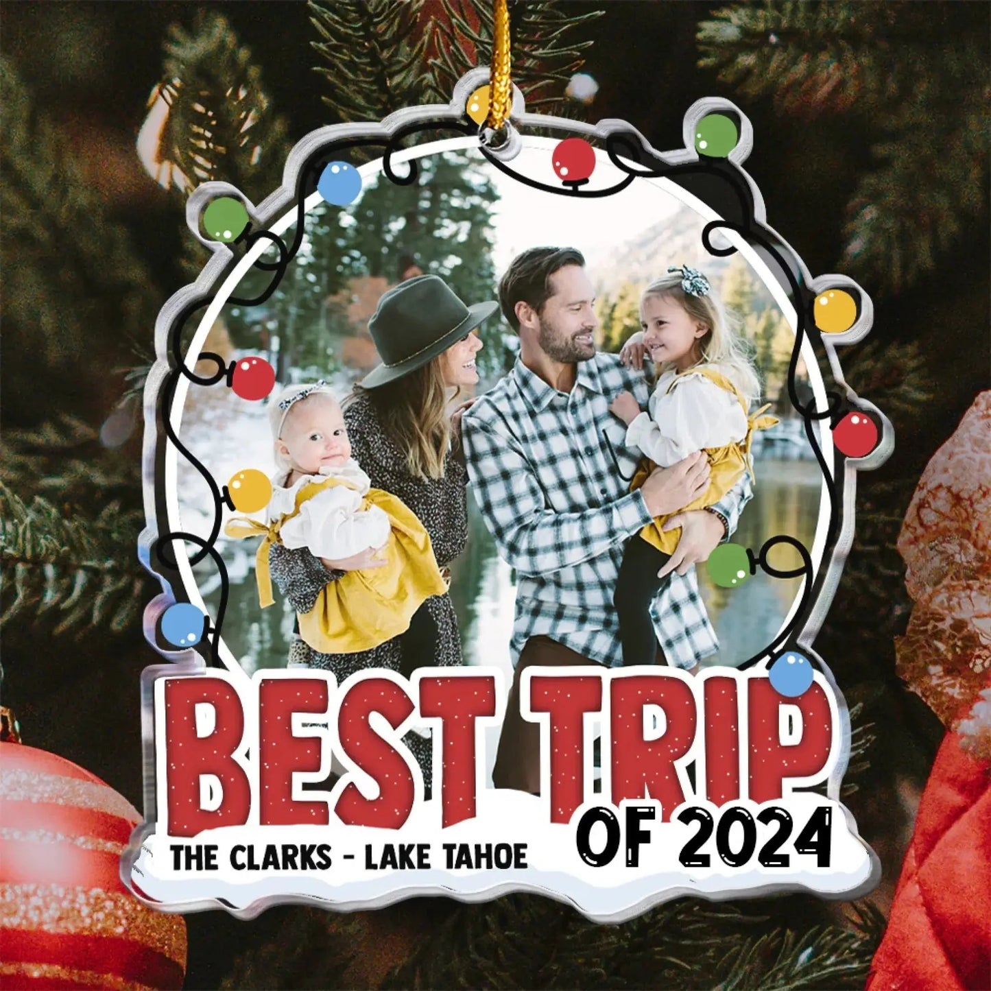 Best Trip of 2024 - Custom Acrylic Photo Ornament - Unique Travel Memory Gift for Couples, Friends, or Family Ezcustomize