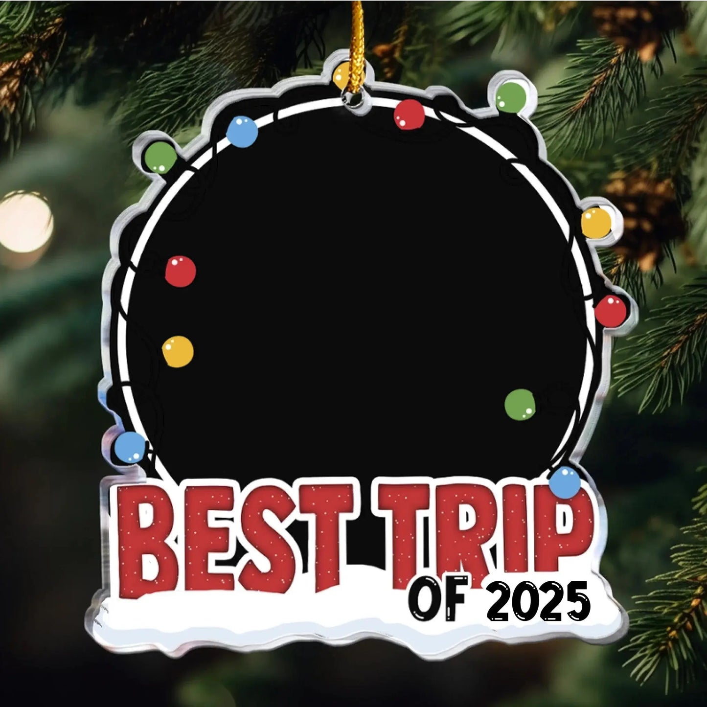 Best Trip of 2024 - Custom Acrylic Photo Ornament - Unique Travel Memory Gift for Couples, Friends, or Family Ezcustomize