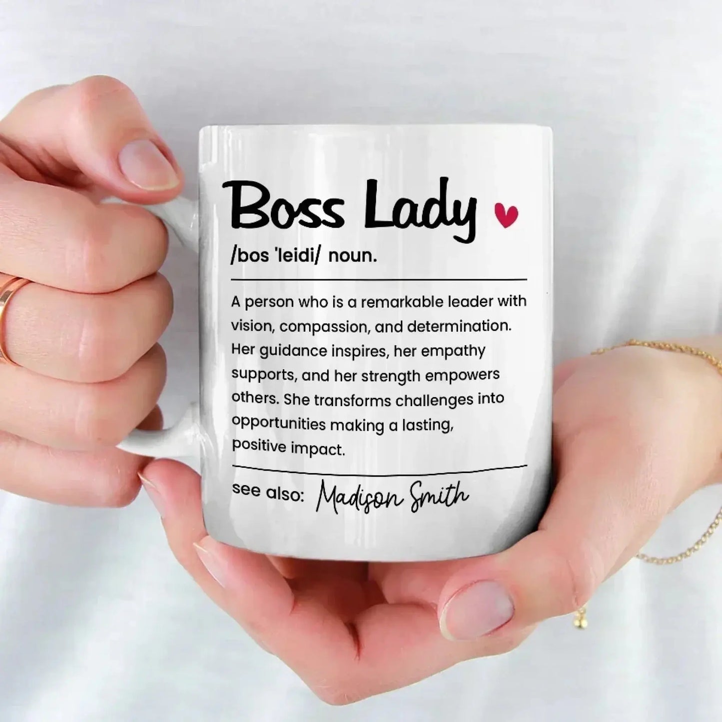 Boss Lady Definition Personalized Mug – Custom Name Coffee Cup, Empowering Gift for Women Leaders, Managers, or Coworkers Ezcustomize