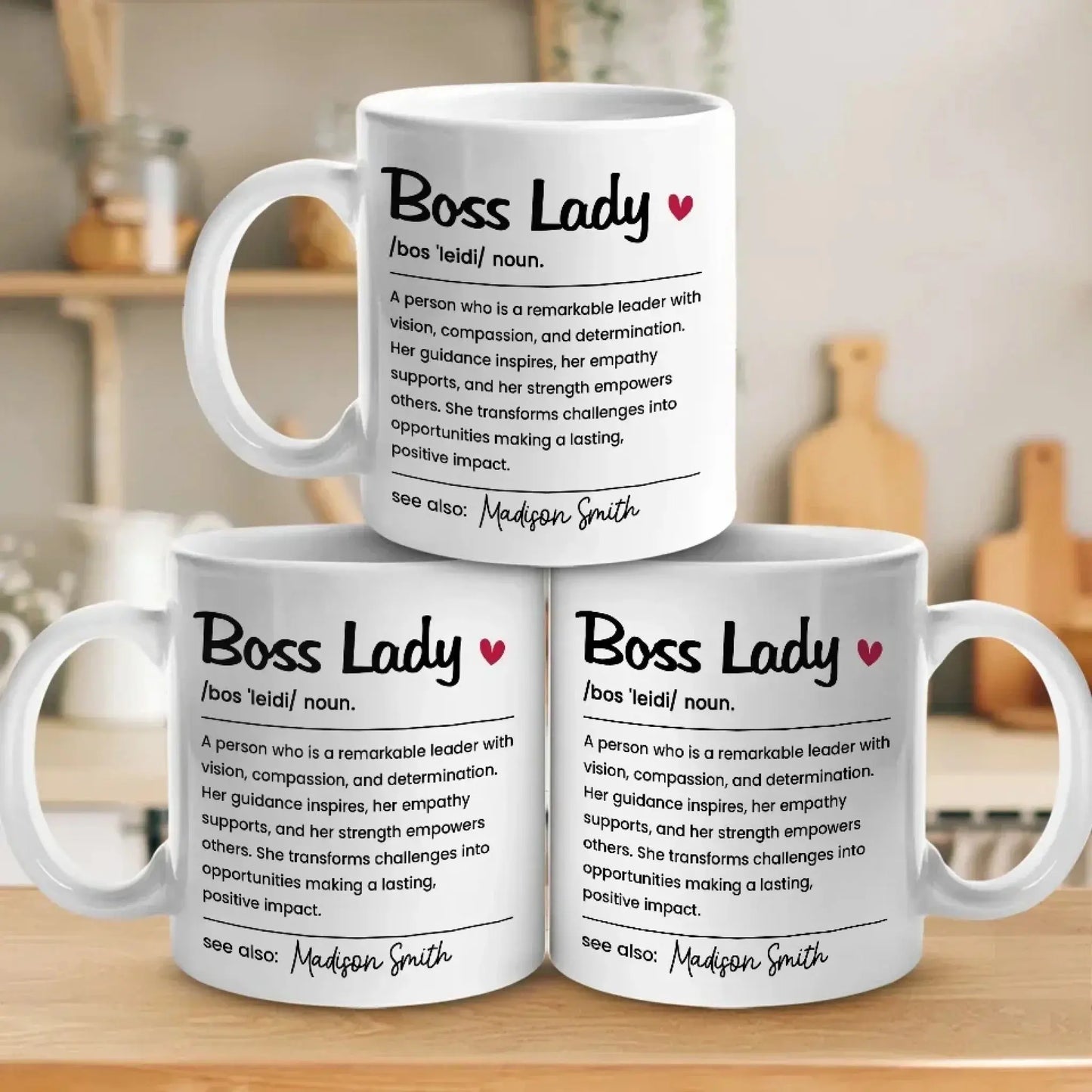 Boss Lady Definition Personalized Mug – Custom Name Coffee Cup, Empowering Gift for Women Leaders, Managers, or Coworkers Ezcustomize