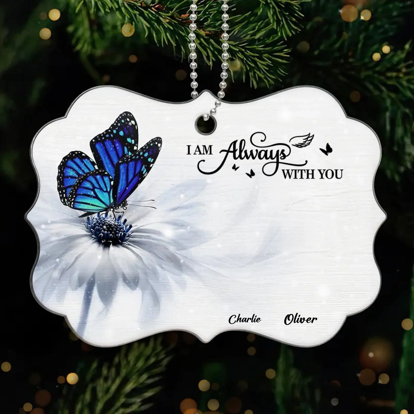 Butterfly “I Am Always With You” Design – Personalized Memorial Christmas Acrylic Ornament – Sympathy Gift for Family & Loved Ones Ezcustomize