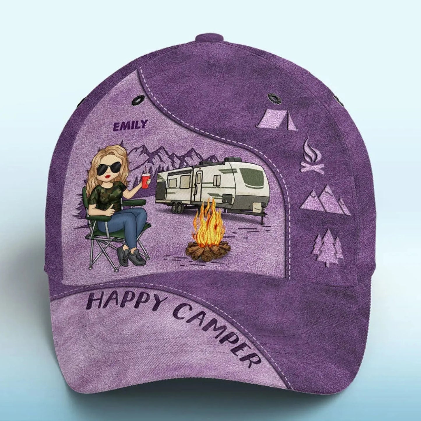 Camping Is My Therapy Hat – Personalized All Over Print Classic Cap – Custom Gift for Camping Lovers Ezcustomize