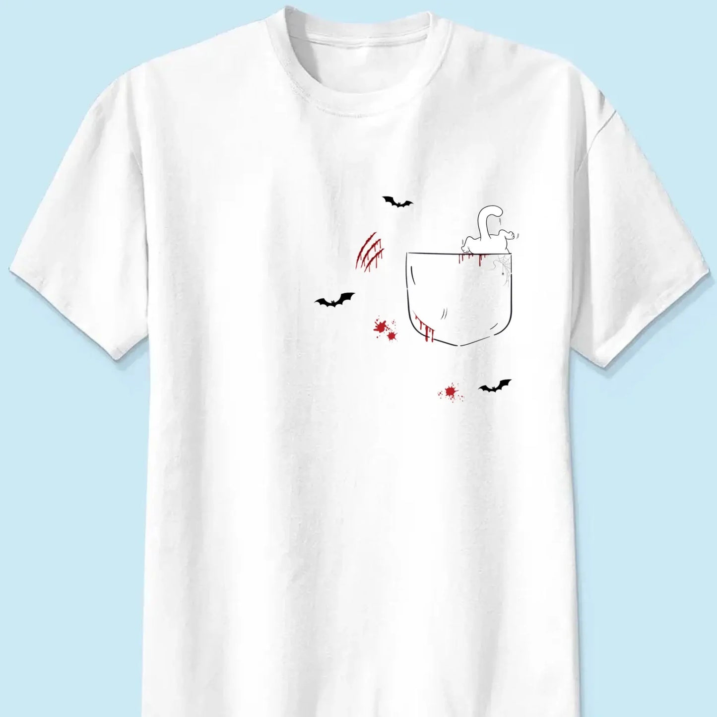Cat Crawling Out of Pocket Halloween Design – Personalized Shirt – Fun Spooky Gift for Cat Lovers, Pet Owners & Halloween Fans Ezcustomize
