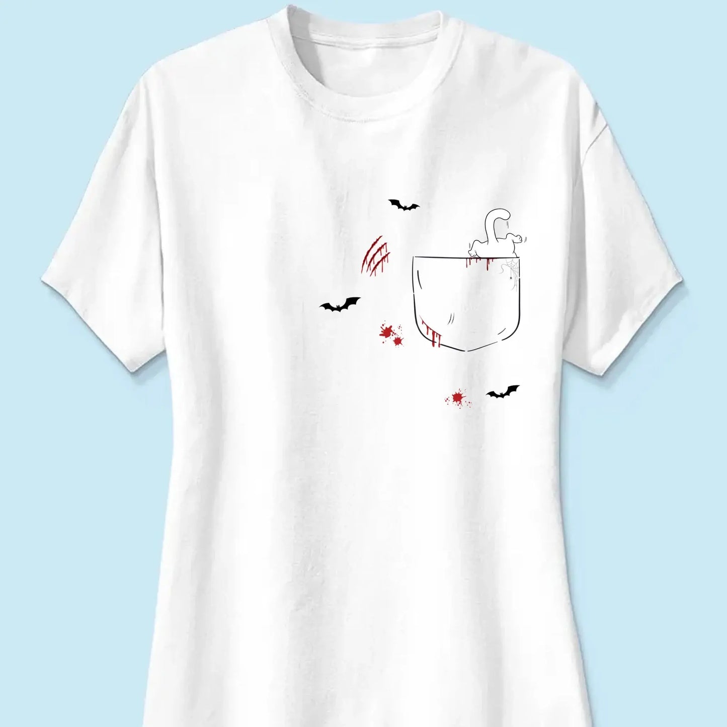 Cat Crawling Out of Pocket Halloween Design – Personalized Shirt – Fun Spooky Gift for Cat Lovers, Pet Owners & Halloween Fans Ezcustomize