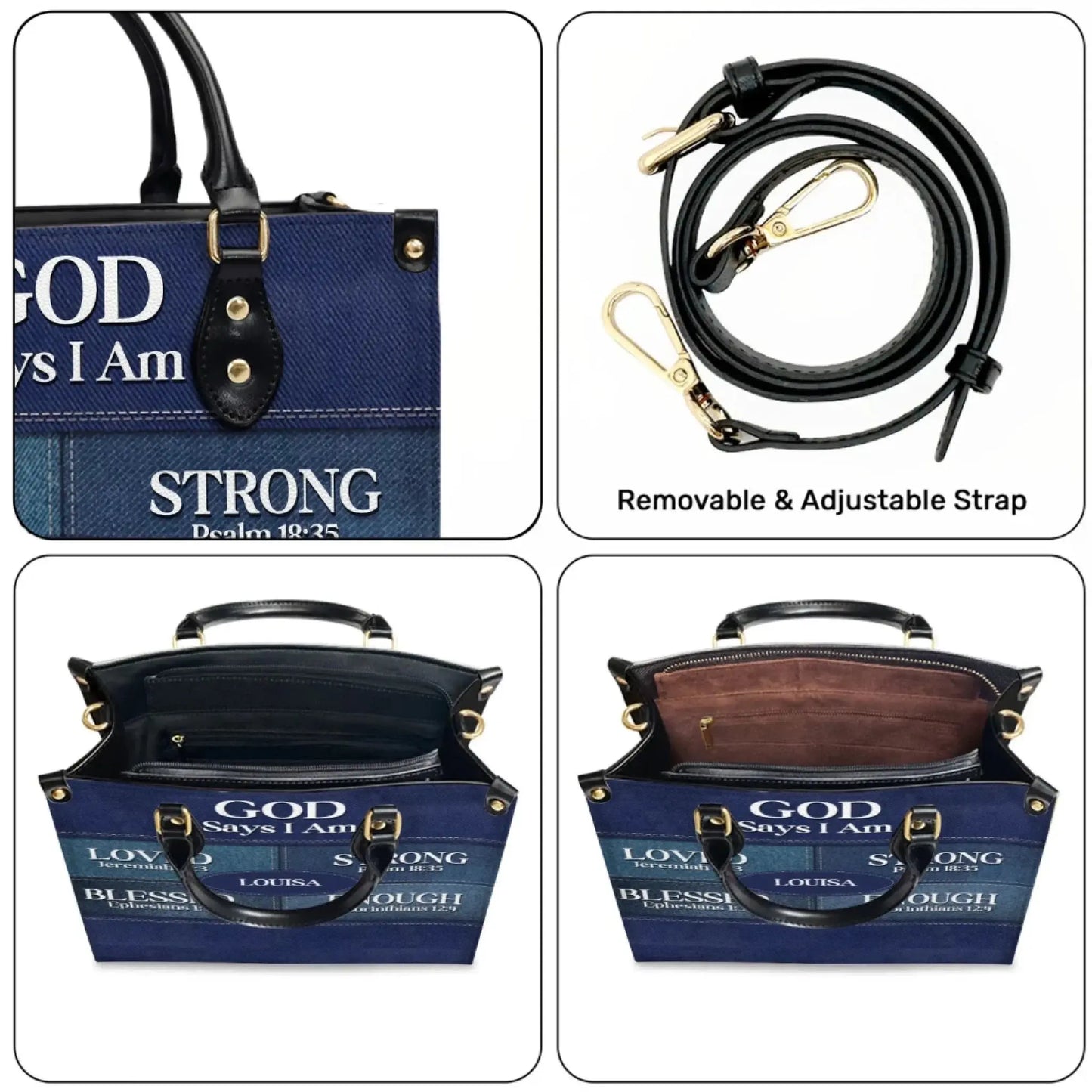 Christianartbag God Says I Am Blue - Personalized Leather Handbag - Gift For Women, Christian Gift Ezcustomize