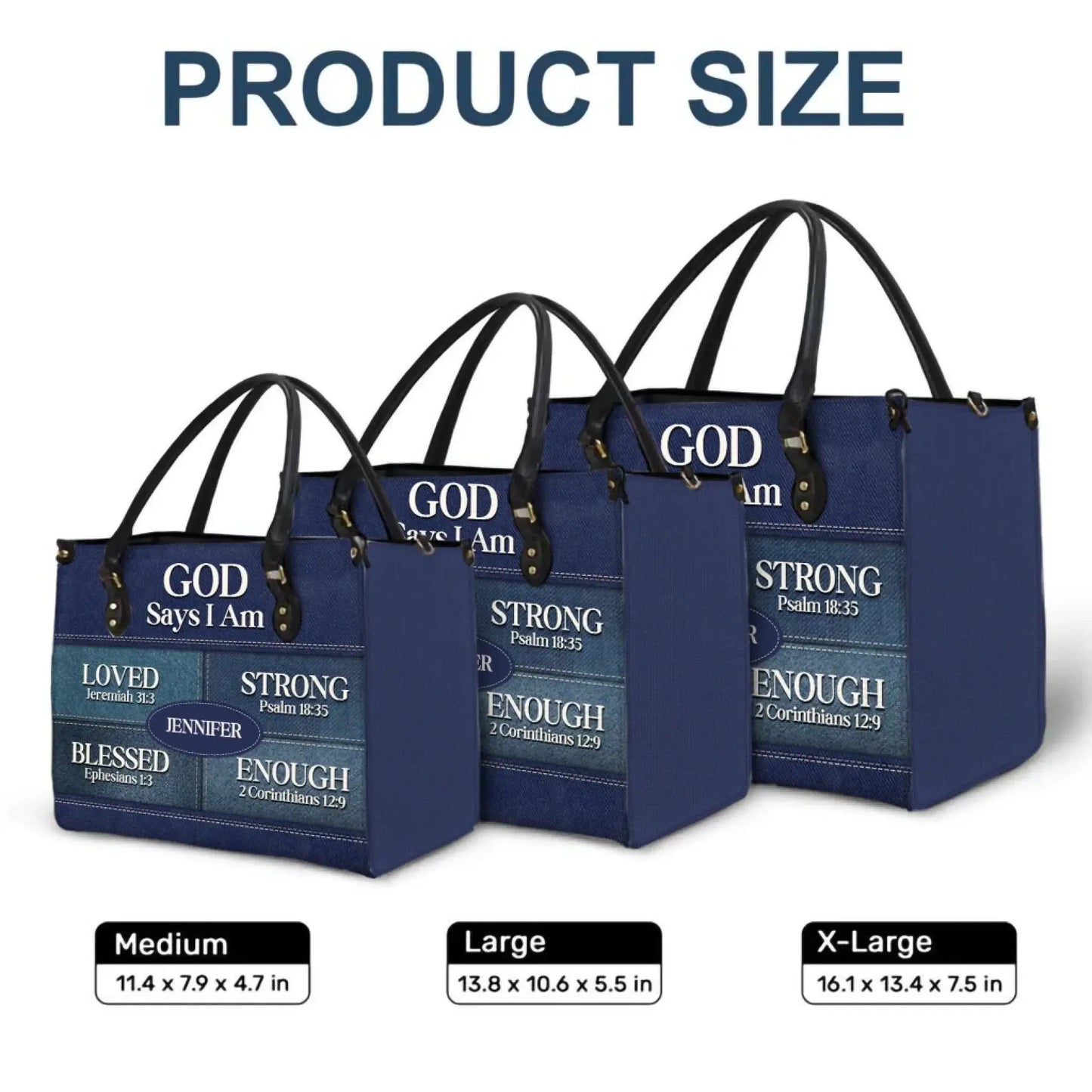 Christianartbag God Says I Am Blue - Personalized Leather Handbag - Gift For Women, Christian Gift Ezcustomize