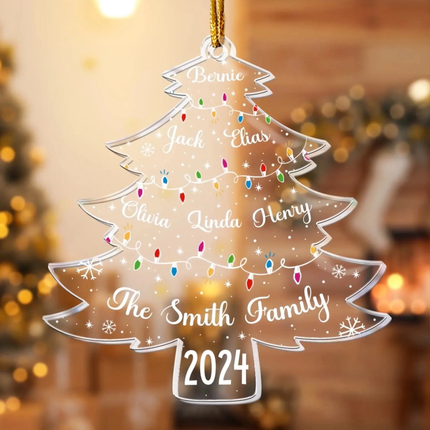 Christmas Tree with Family Names – Custom Acrylic Ornament – Personalized Holiday Gift for Parents, Kids & Loved Ones Ezcustomize