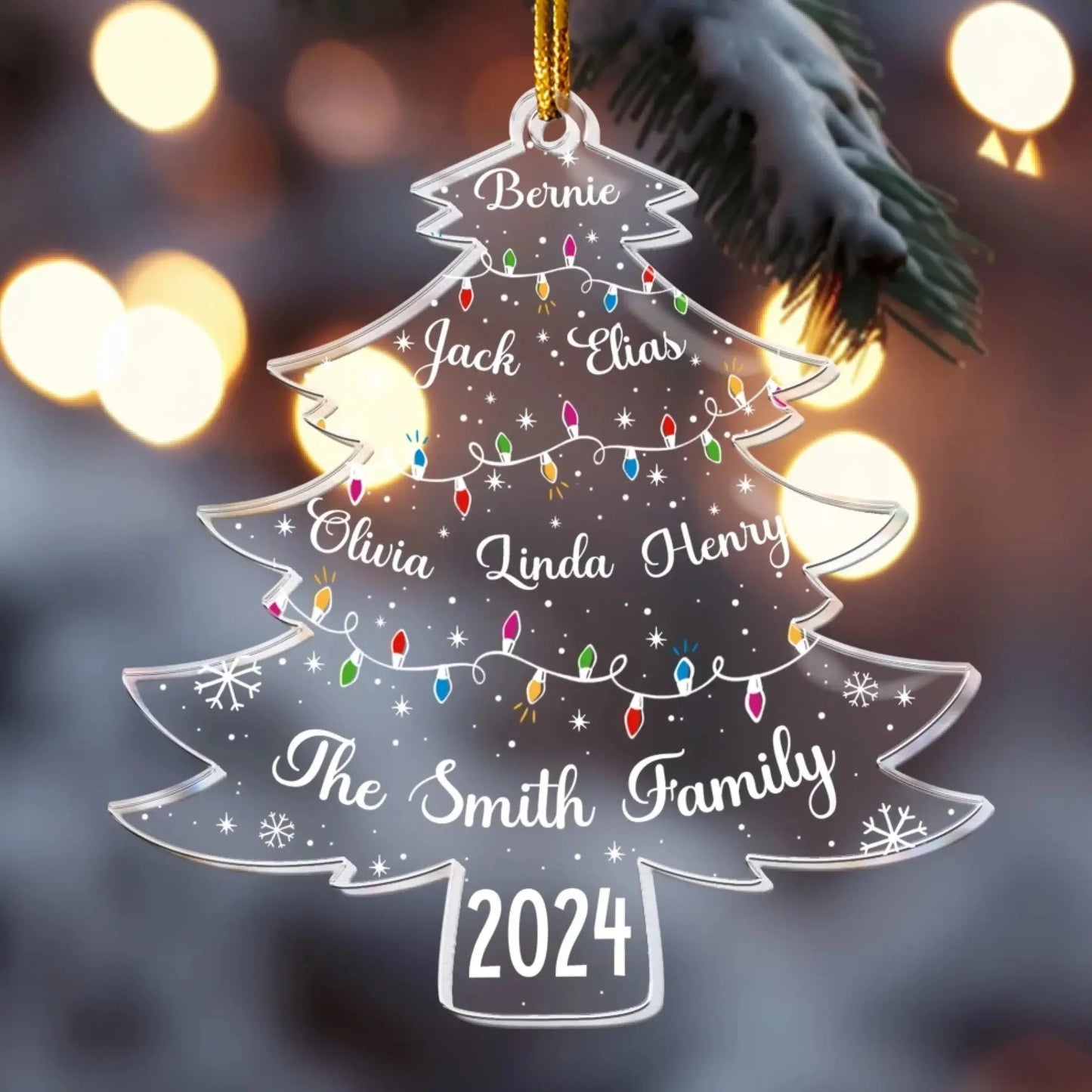 Christmas Tree with Family Names – Custom Acrylic Ornament – Personalized Holiday Gift for Parents, Kids & Loved Ones Ezcustomize
