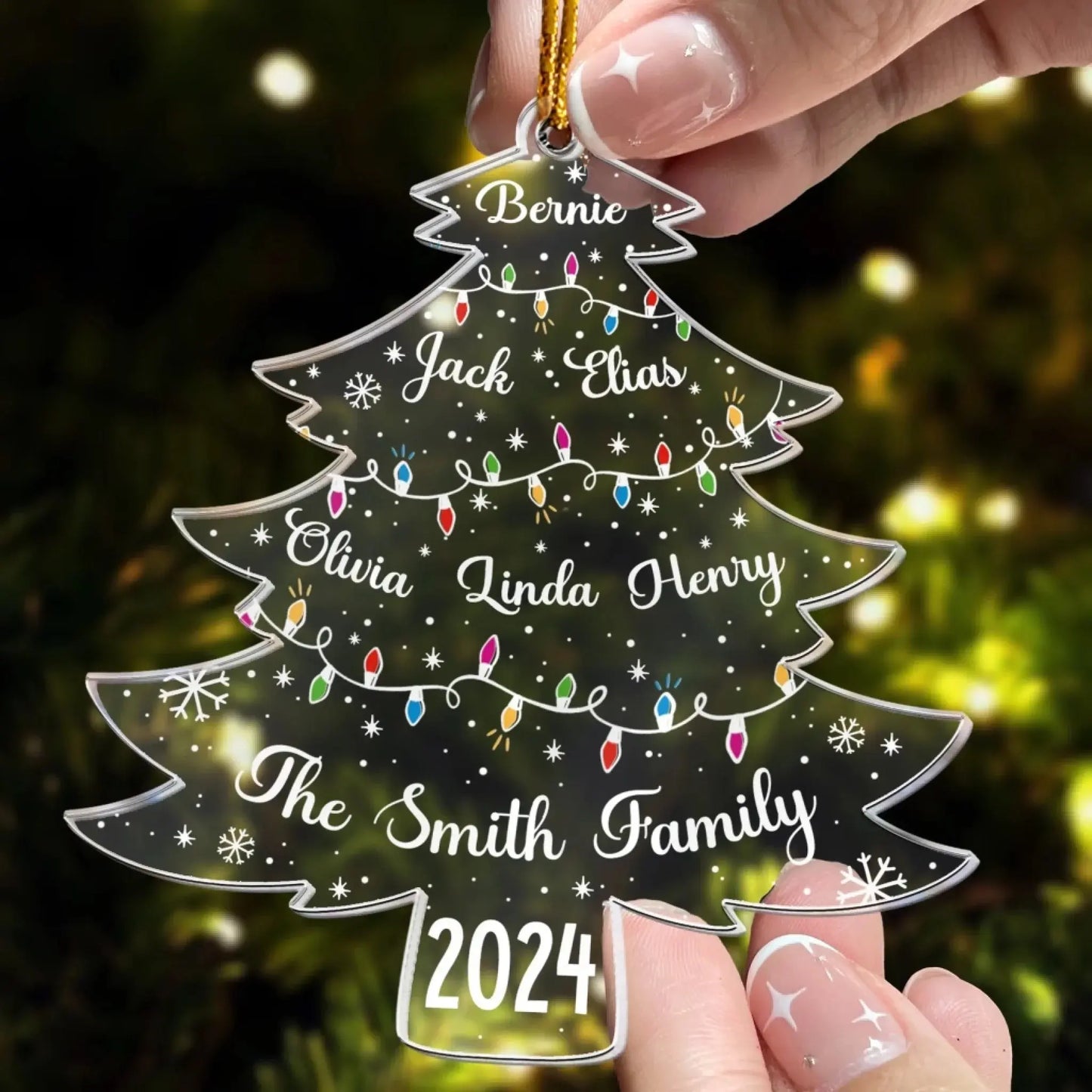 Christmas Tree with Family Names – Custom Acrylic Ornament – Personalized Holiday Gift for Parents, Kids & Loved Ones Ezcustomize
