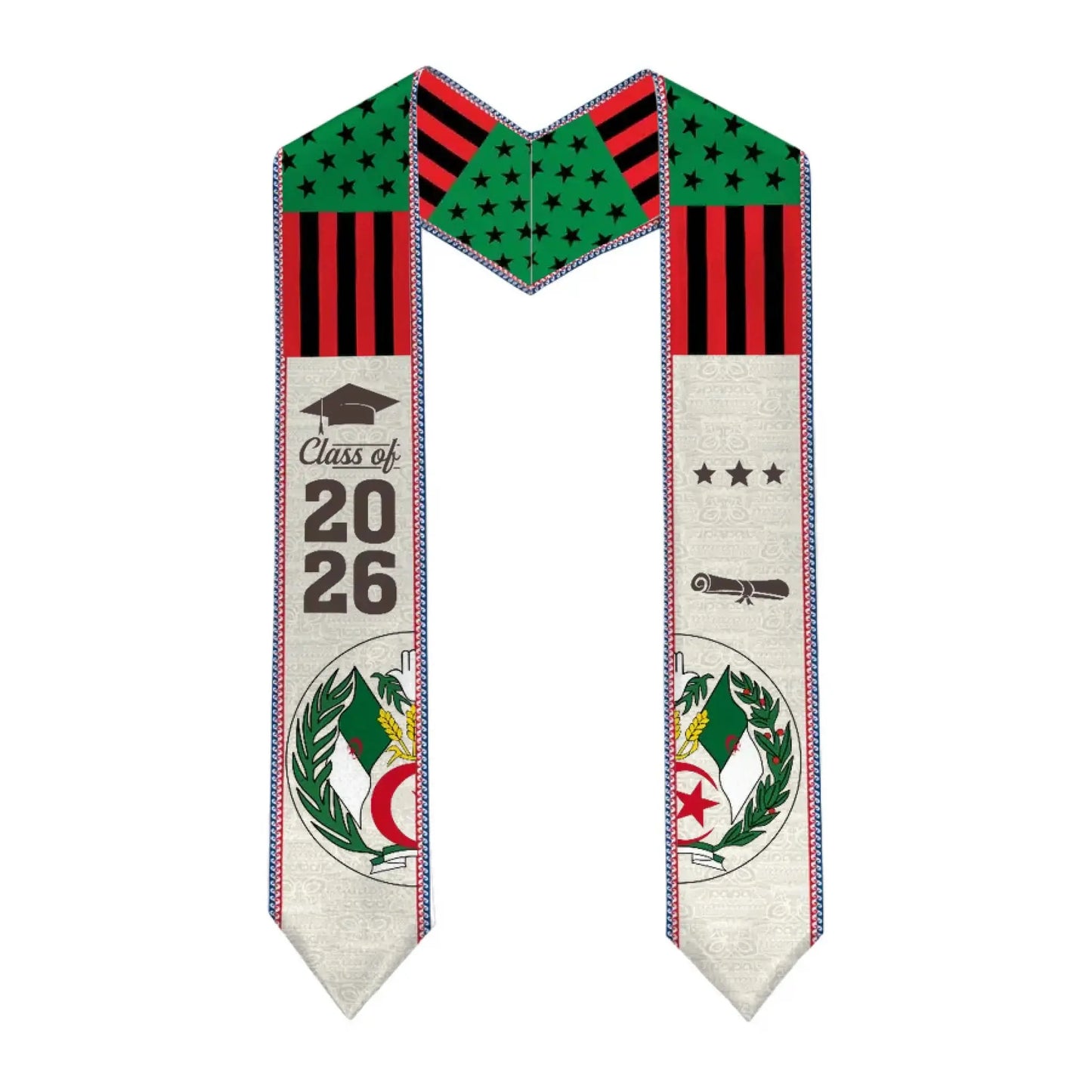 Class of 2026 Heritage Custom Name & Photo with Country Flag - Personalized Sash/Stole - Gift for Graduate, Senior, University Student, Son, Daughter Ezcustomize