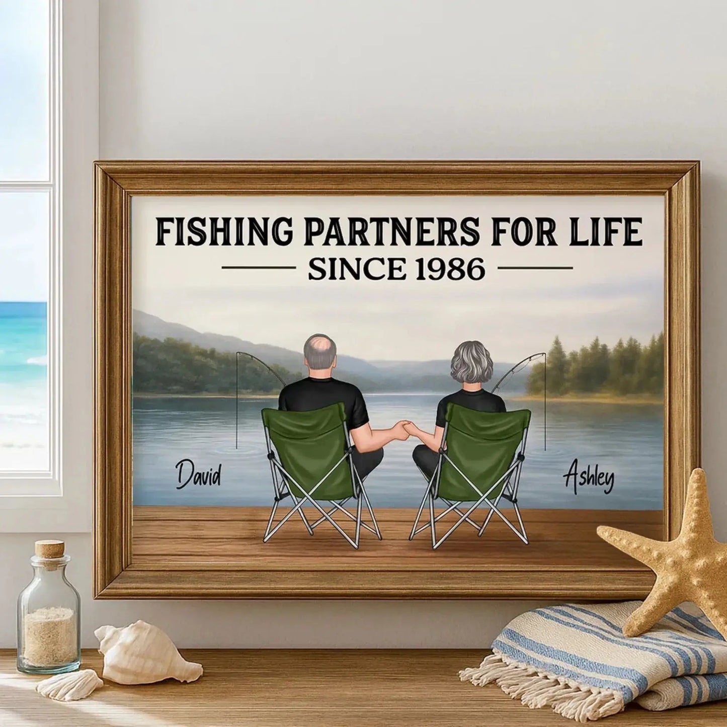 Couple Fishing Partners For Life Personalized Poster|Heartlfelt Gift For Couple, Fishing Lovers, Fishing Partners Ezcustomize