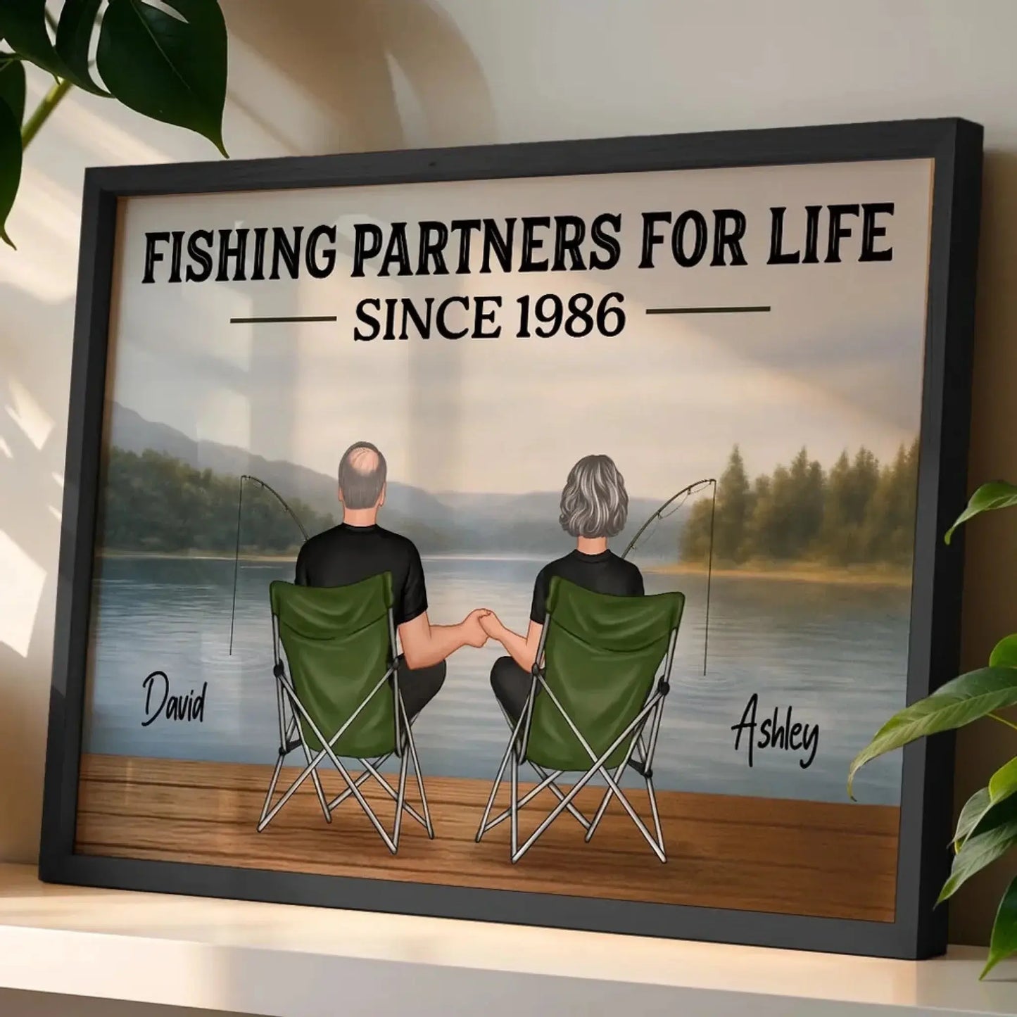 Couple Fishing Partners For Life Personalized Poster|Heartlfelt Gift For Couple, Fishing Lovers, Fishing Partners Ezcustomize