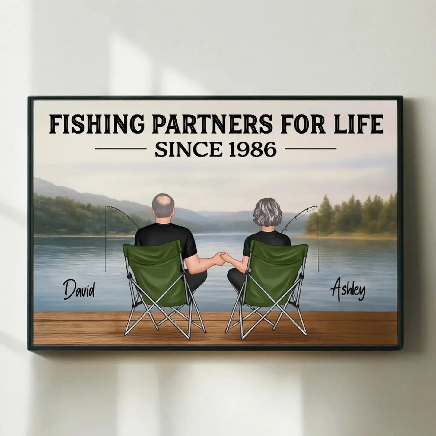 Couple Fishing Partners For Life Personalized Poster|Heartlfelt Gift For Couple, Fishing Lovers, Fishing Partners Ezcustomize