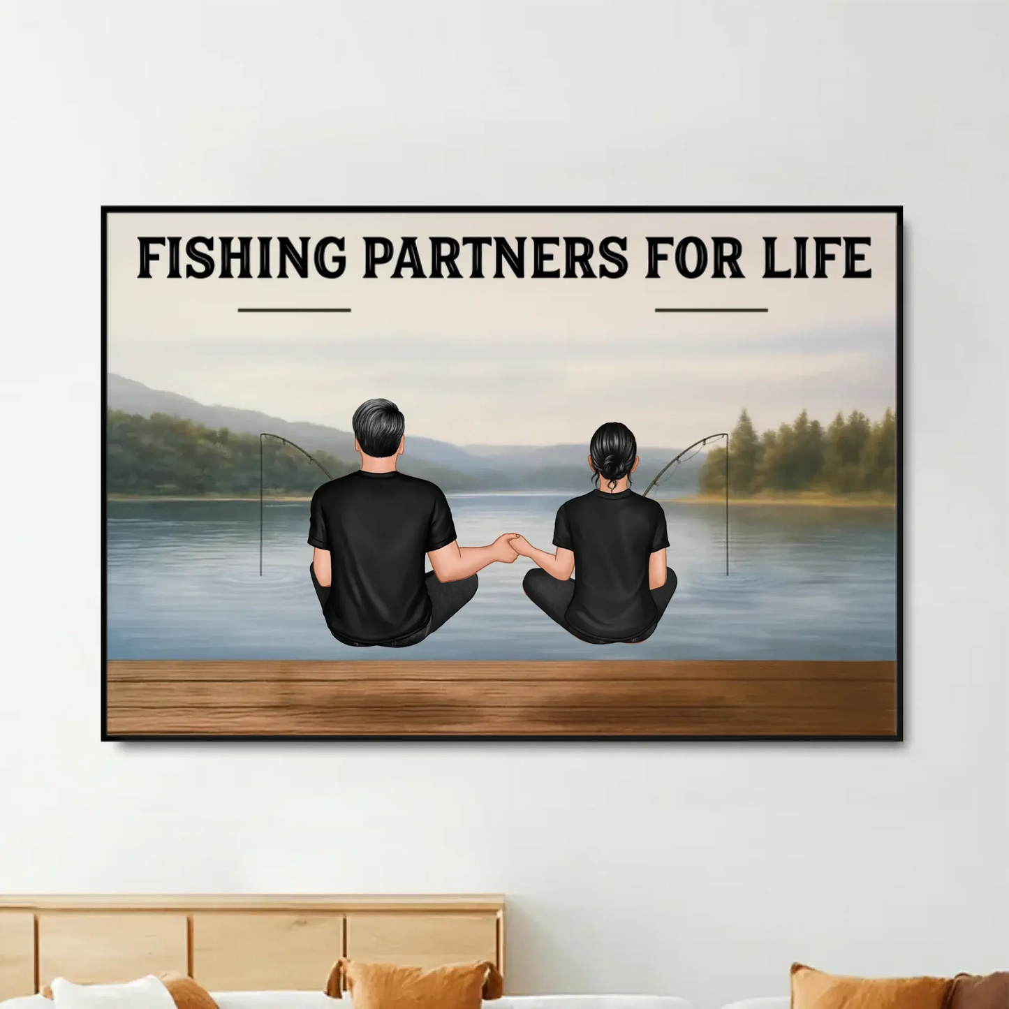 Couple Fishing Partners For Life Personalized Poster|Heartlfelt Gift For Couple, Fishing Lovers, Fishing Partners Ezcustomize