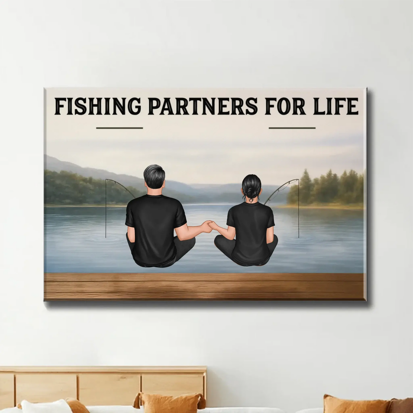 Couple Fishing Partners For Life Personalized Poster|Heartlfelt Gift For Couple, Fishing Lovers, Fishing Partners Ezcustomize