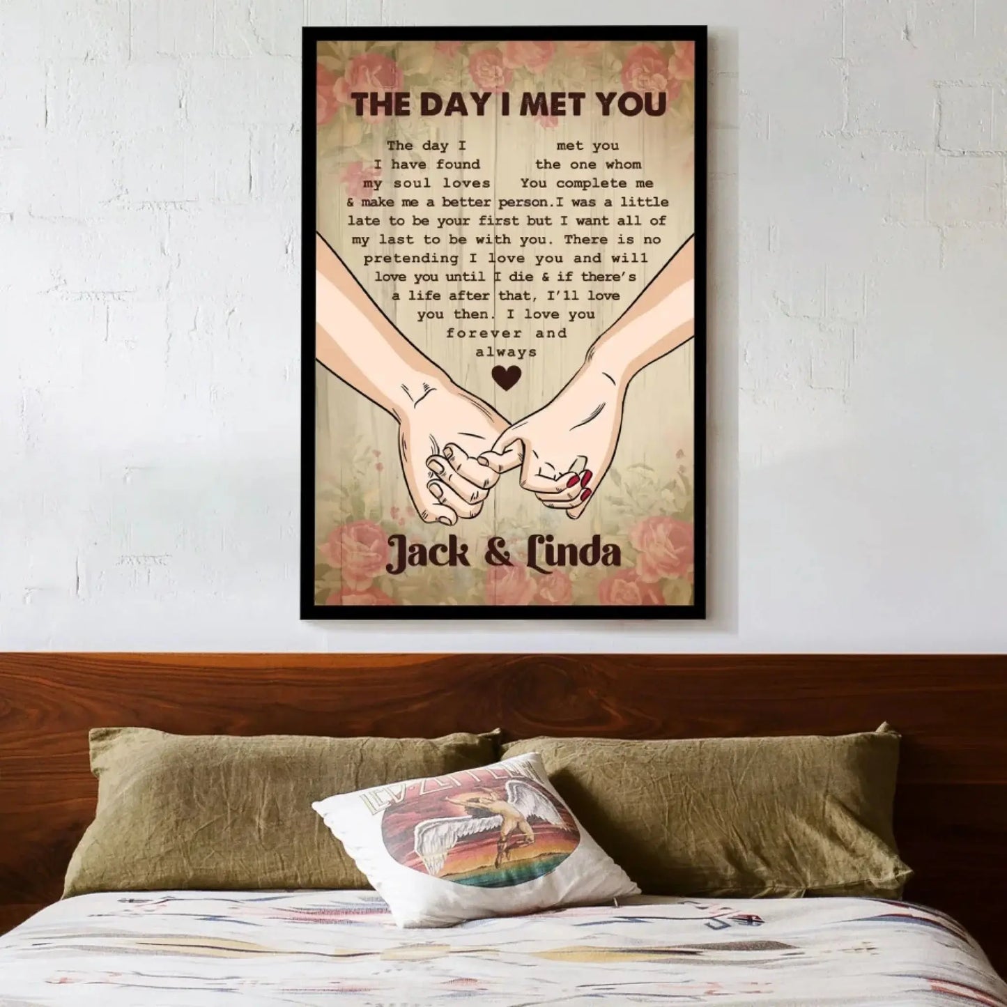 Couple Holding Hands Under Tree – Personalized Vertical Poster/Canvas – Romantic Gift for Anniversaries, Valentine’s Day & Holidays Ezcustomize