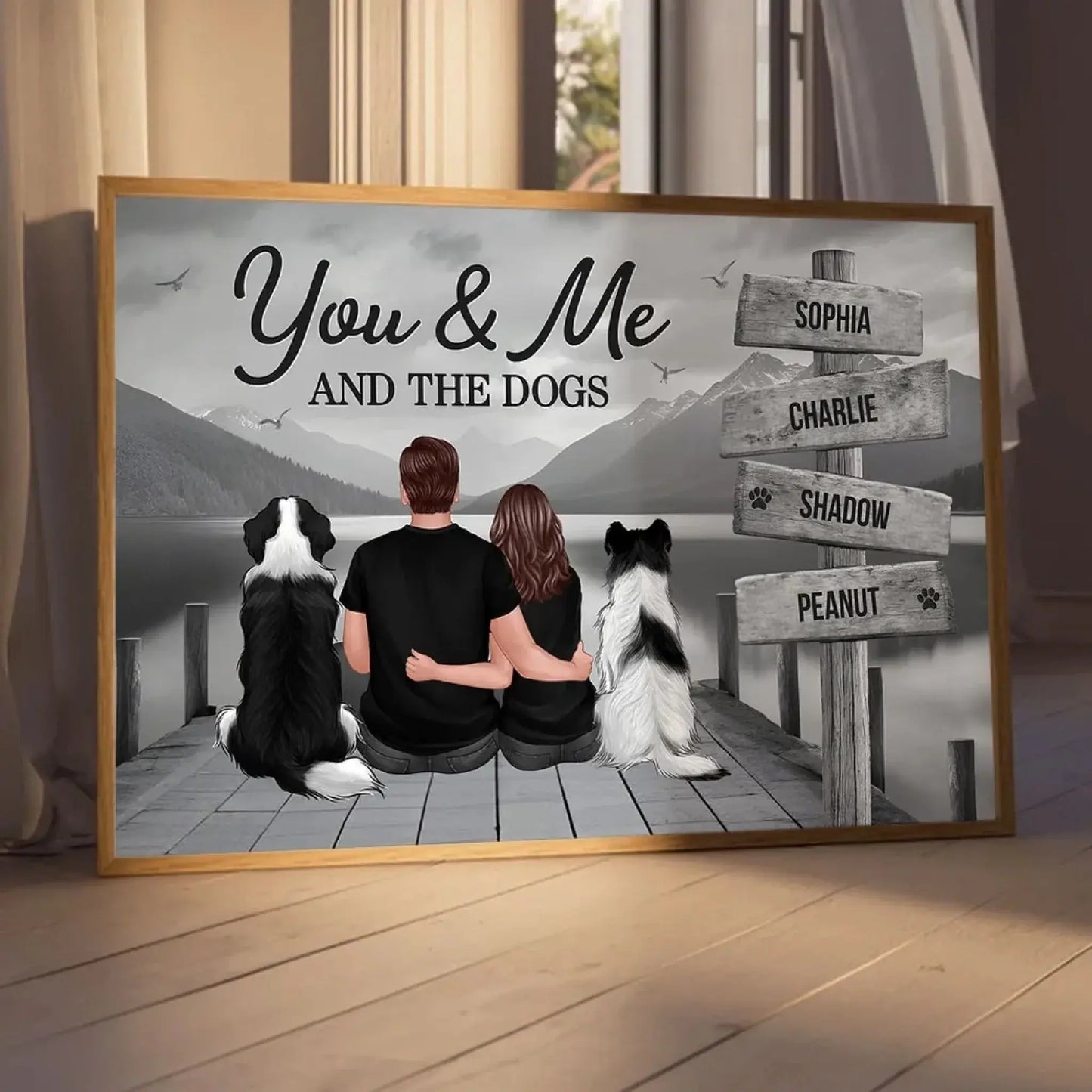 Couple You Me And The Dogs Cats Sign Posts Personalized Poster, Home Decoration, Gift For Couple, Dog Lovers, Cat Lovers, Pet Lovers Ezcustomize