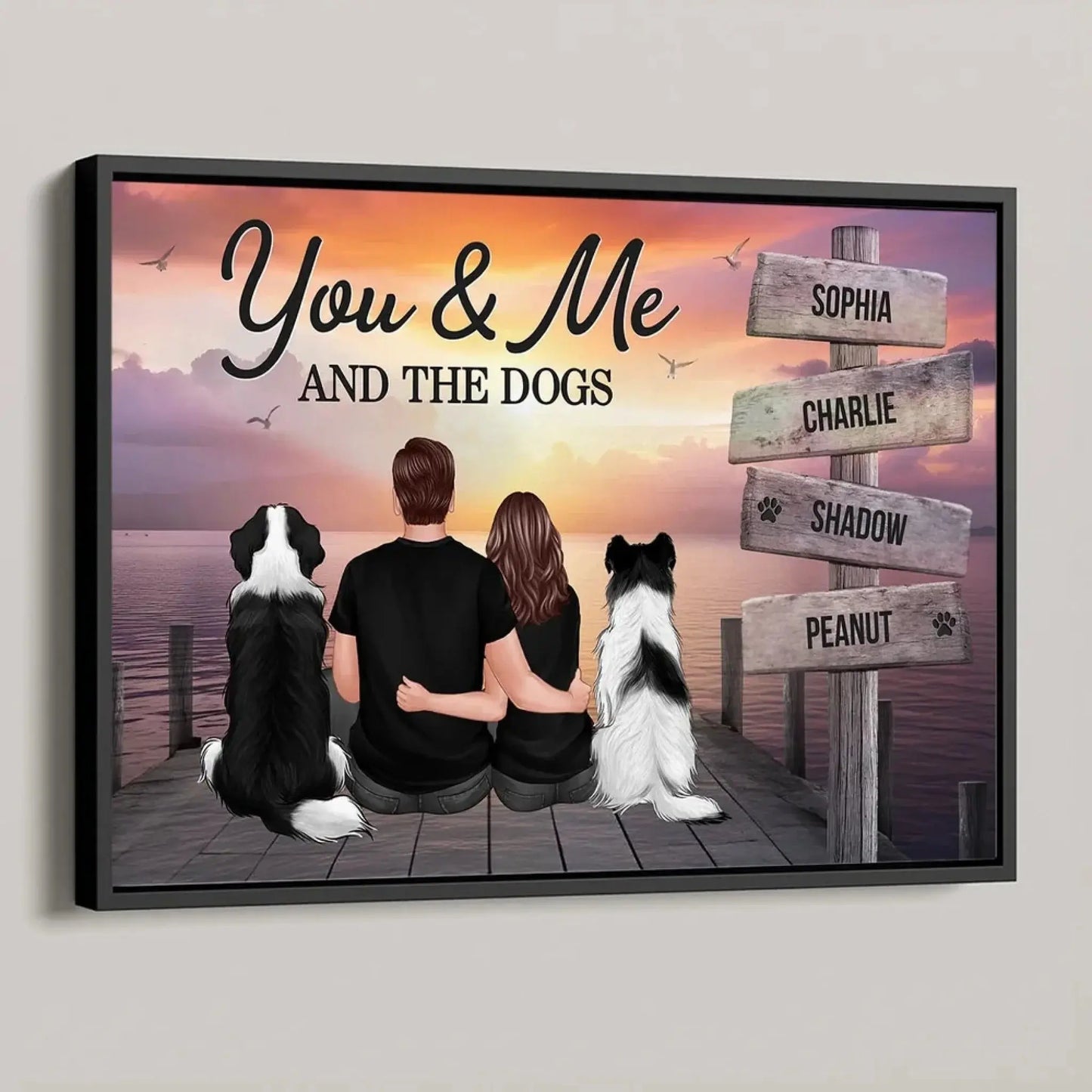 Couple You Me And The Dogs Cats Sign Posts Personalized Poster, Home Decoration, Gift For Couple, Dog Lovers, Cat Lovers, Pet Lovers Ezcustomize
