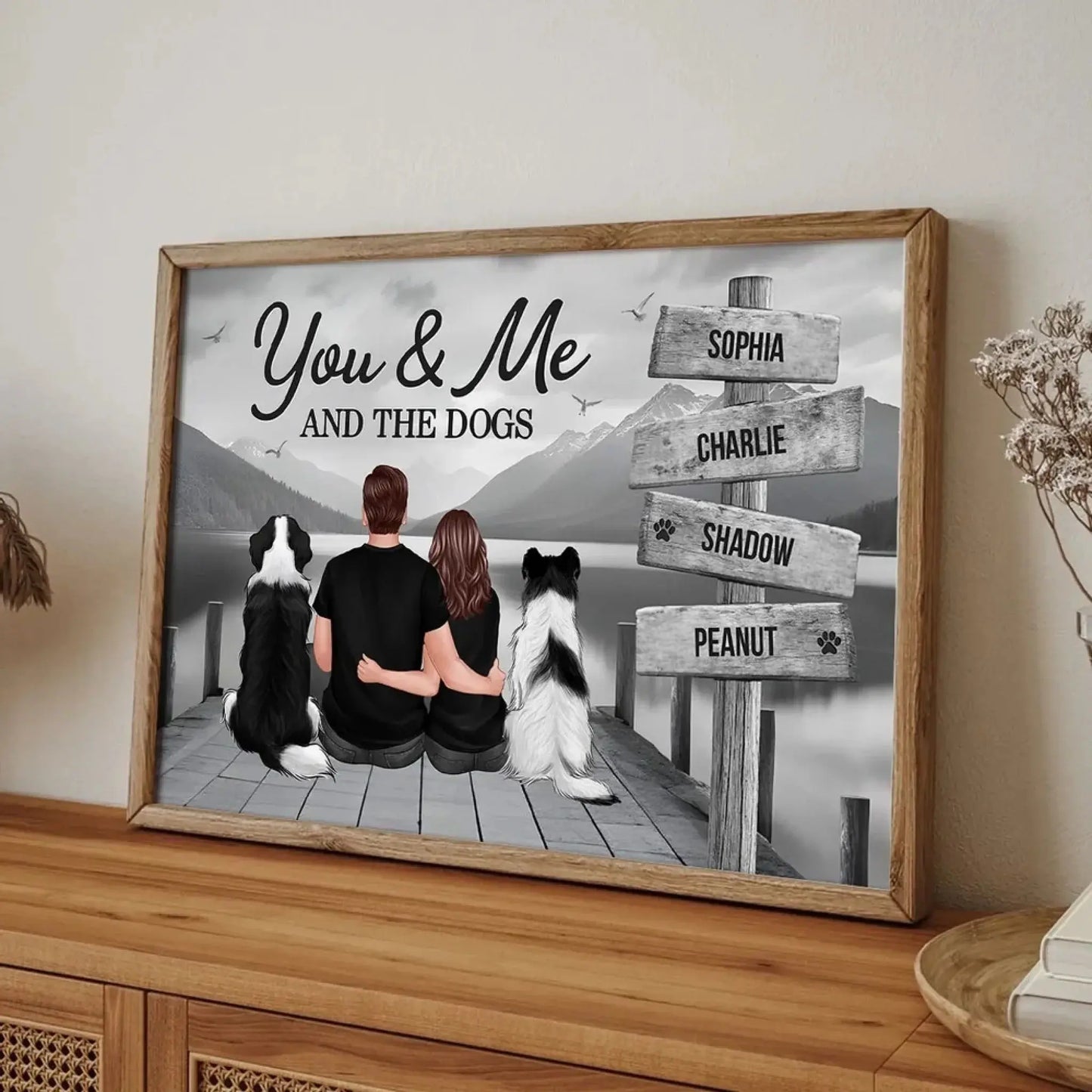 Couple You Me And The Dogs Cats Sign Posts Personalized Poster, Home Decoration, Gift For Couple, Dog Lovers, Cat Lovers, Pet Lovers Ezcustomize