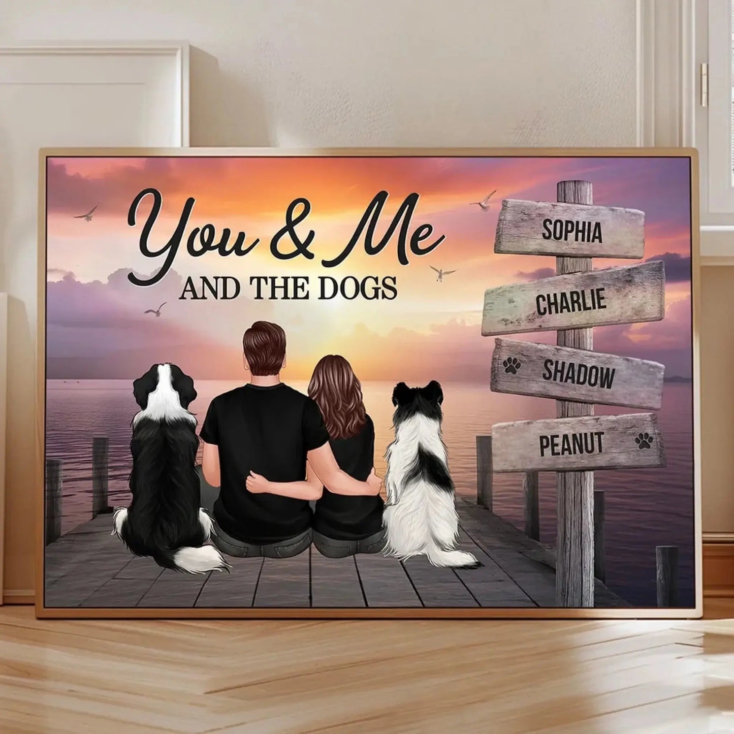 Couple You Me And The Dogs Cats Sign Posts Personalized Poster, Home Decoration, Gift For Couple, Dog Lovers, Cat Lovers, Pet Lovers Ezcustomize