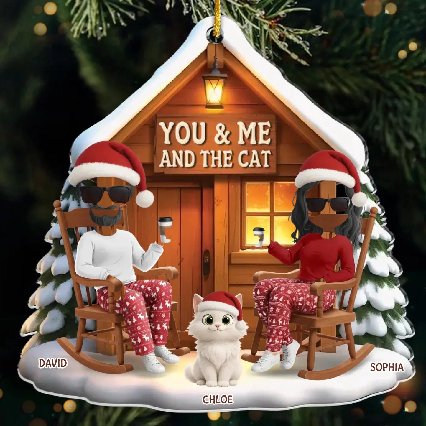 Custom Acrylic Ornament - Personalized Anniversary Christmas Wedding Gifts For Husband And Wife, Cat Mom And Dad - You, Me And The Purr Machine Ezcustomize