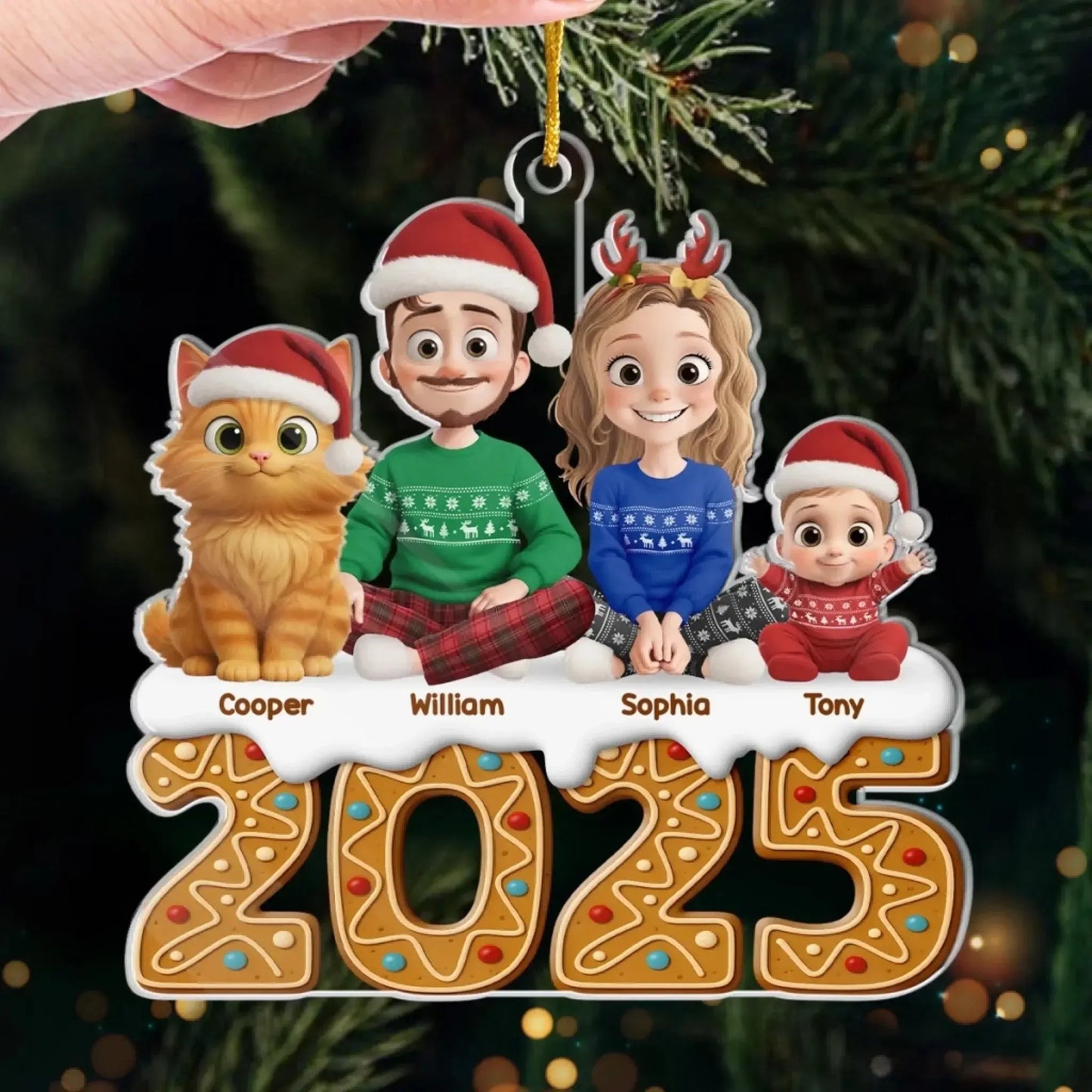 Custom Acrylic Ornament - Personalized Christmas Birthday Gifts For Family, Dog Cat Lovers - Gingerbread Dreams, Family Themes Ezcustomize