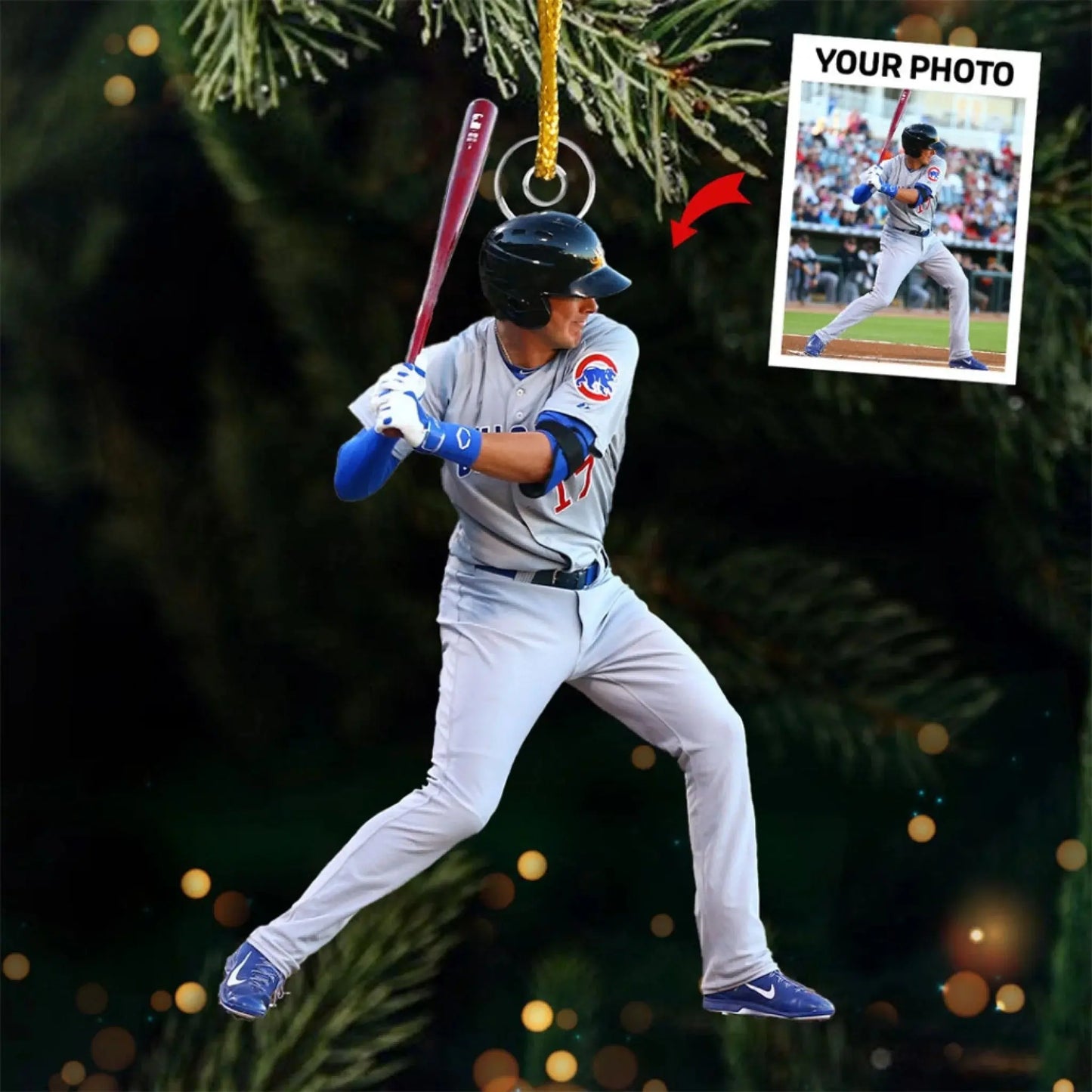 Custom Baseball Player Photo Ornament – Personalized Sports Acrylic Christmas Gift for Athlete or Baseball Lover Ezcustomize