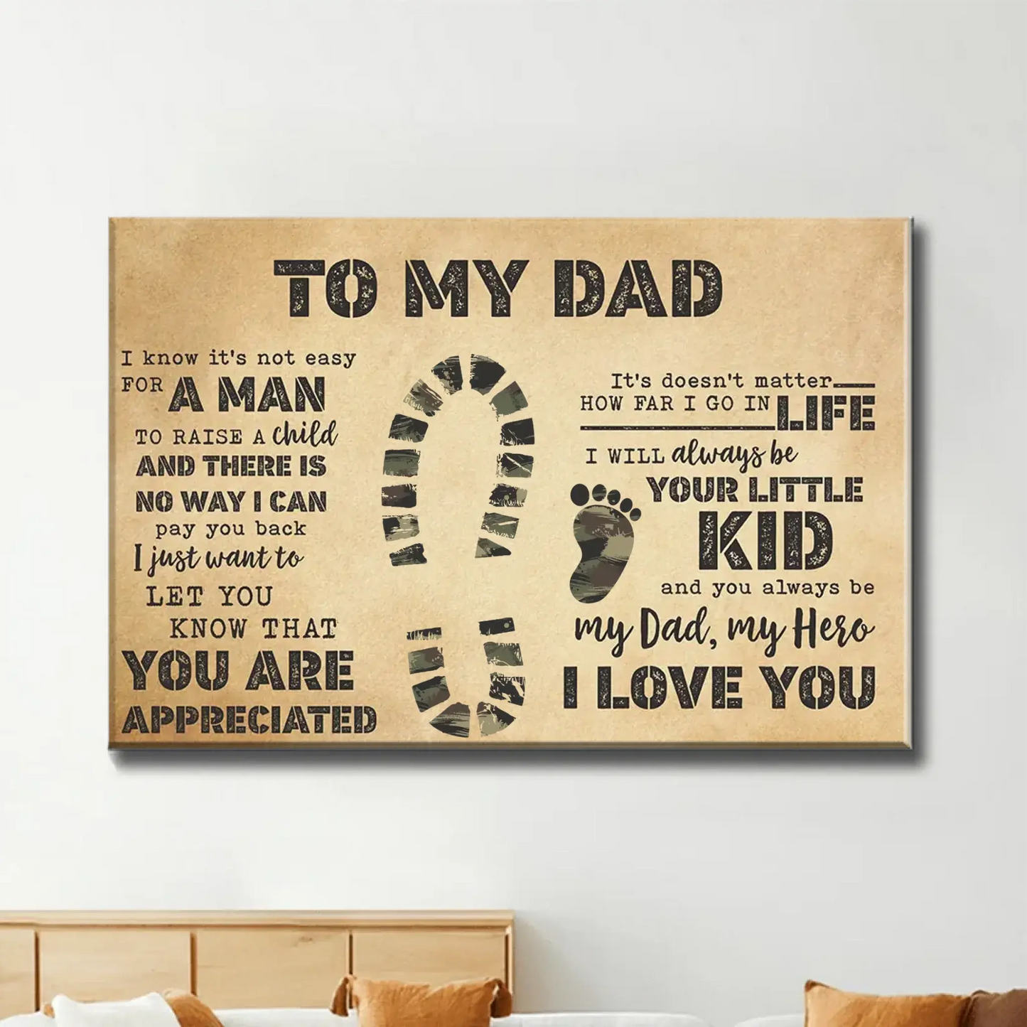 Custom Camo Footprints Canvas/Poster - Personalized Gift for Dad’s Special Moments Ezcustomize