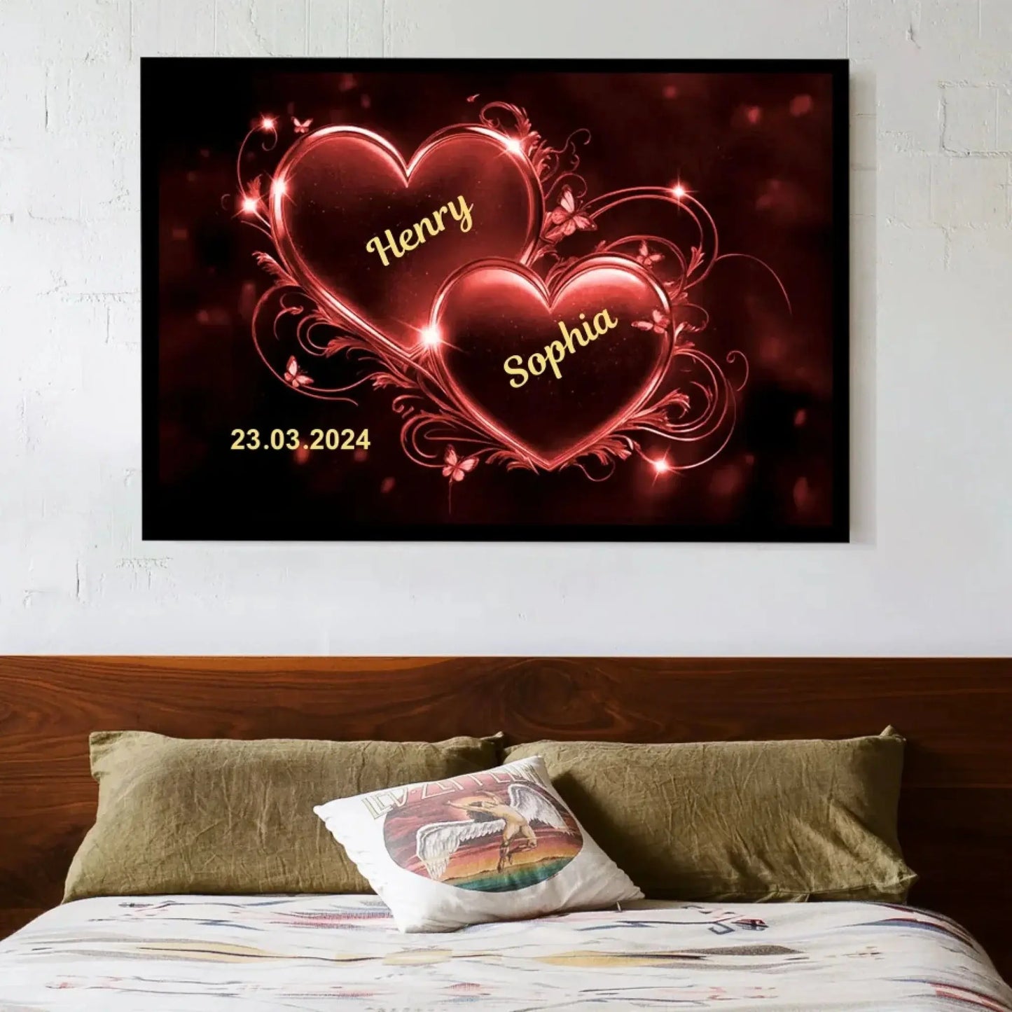 Custom Couple Heart Wall Art – Personalized Canvas or Poster with Names and Date, Romantic Gift for Anniversary or Valentine's Day Ezcustomize