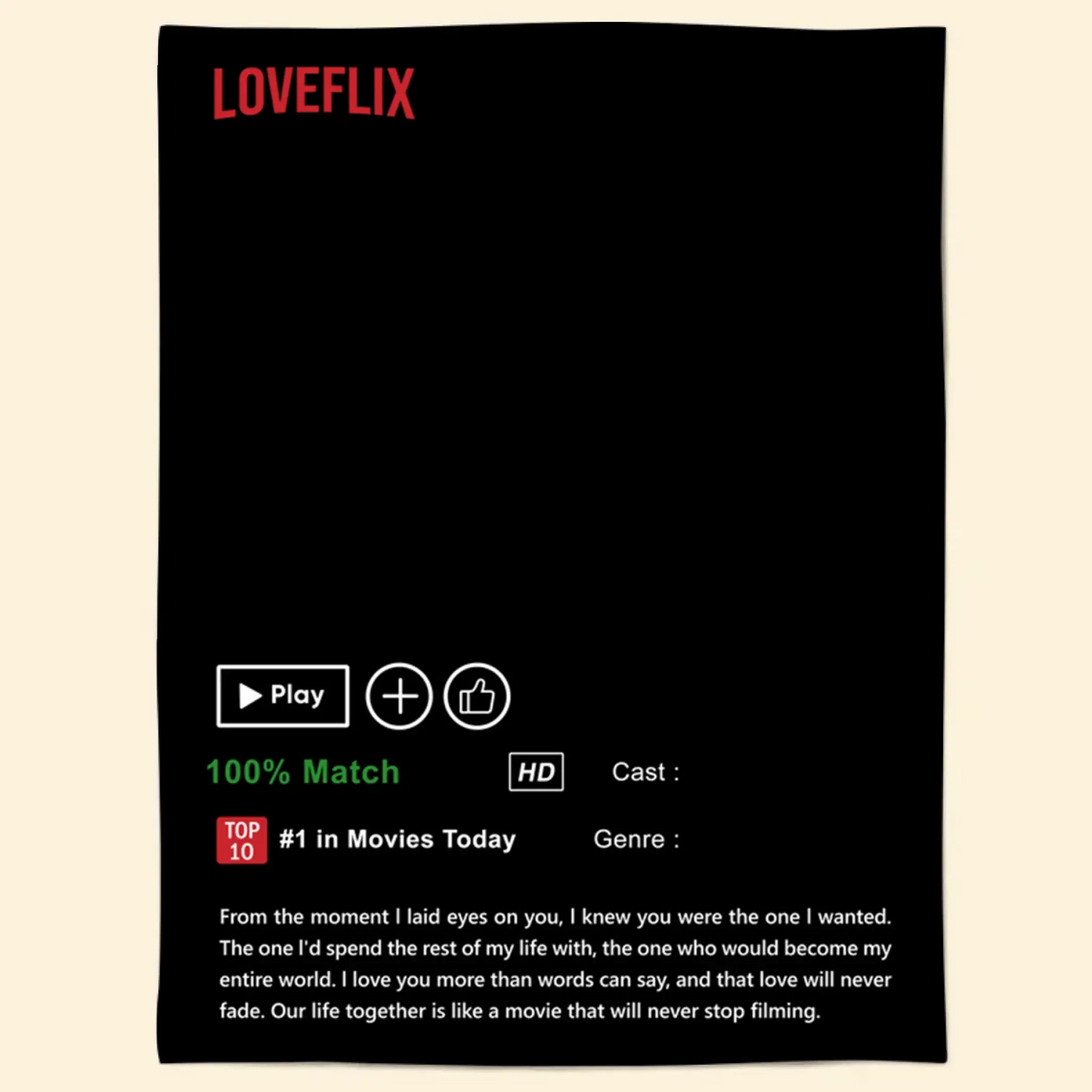 Custom Couples Loveflix Movie Poster - Personalized Photo Blanket Ezcustomize