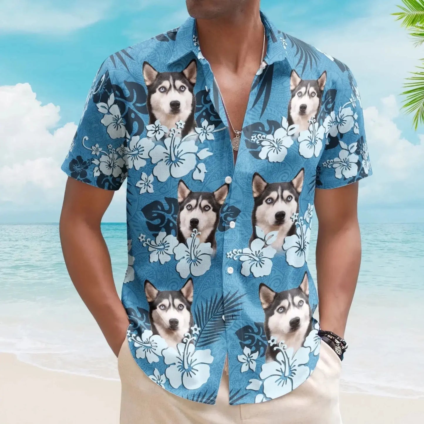 Custom Face Funny Photo Tropical Hibiscus Hawaii Tribal For Men, Women - Custom Photo Hawaiian Shirts Ezcustomize
