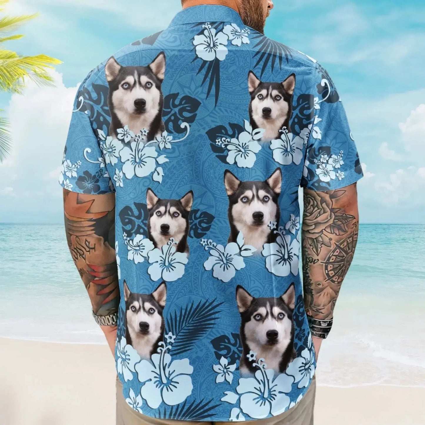 Custom Face Funny Photo Tropical Hibiscus Hawaii Tribal For Men, Women - Custom Photo Hawaiian Shirts Ezcustomize