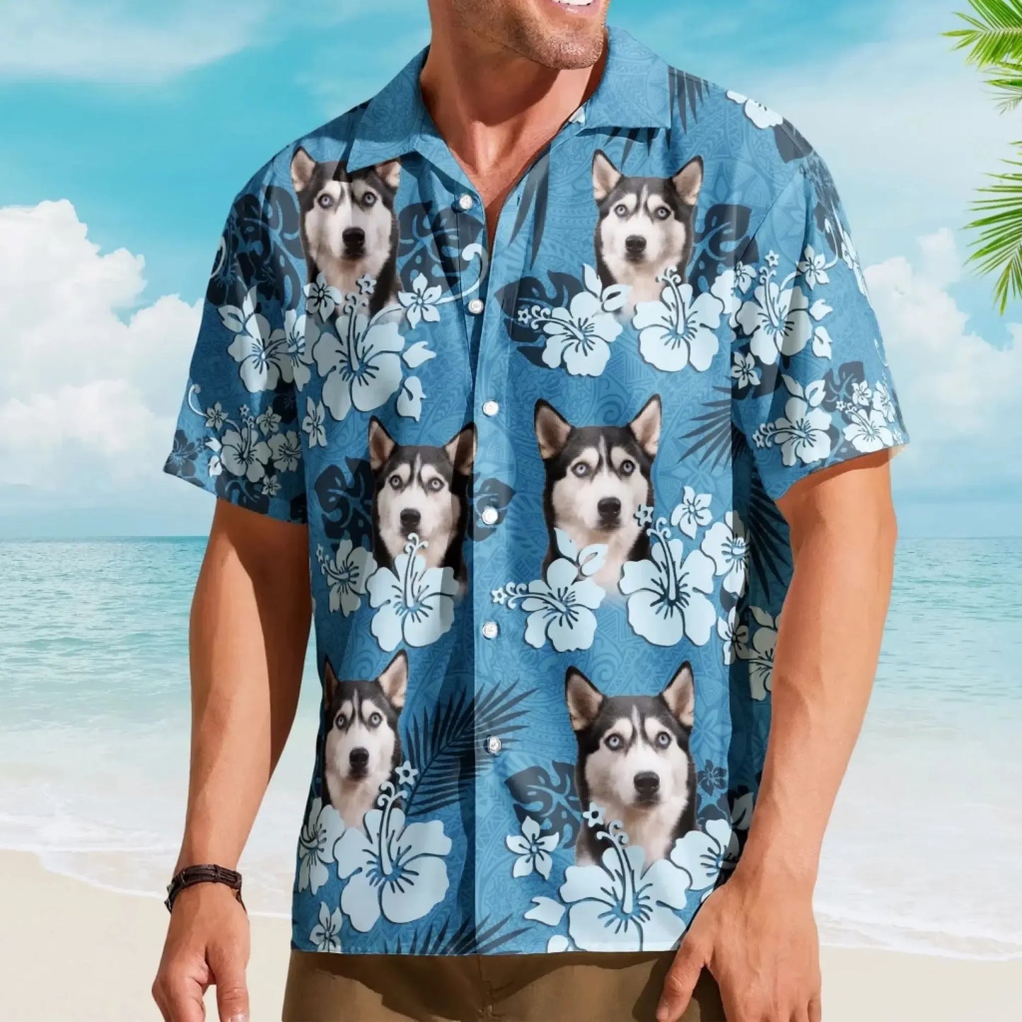 Custom Face Funny Photo Tropical Hibiscus Hawaii Tribal For Men, Women - Custom Photo Hawaiian Shirts Ezcustomize