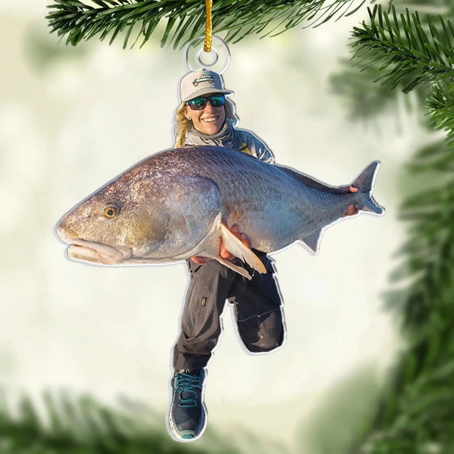 Custom Fisherman Photo Ornament – Personalized Gift for Fishing Lovers, Dad, Grandpa, or Husband Ezcustomize