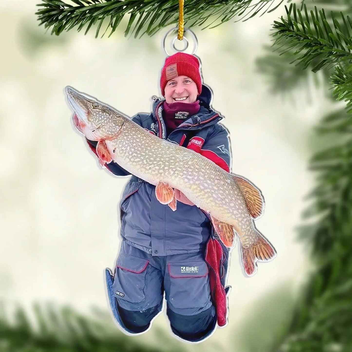 Custom Fisherman Photo Ornament – Personalized Gift for Fishing Lovers, Dad, Grandpa, or Husband Ezcustomize