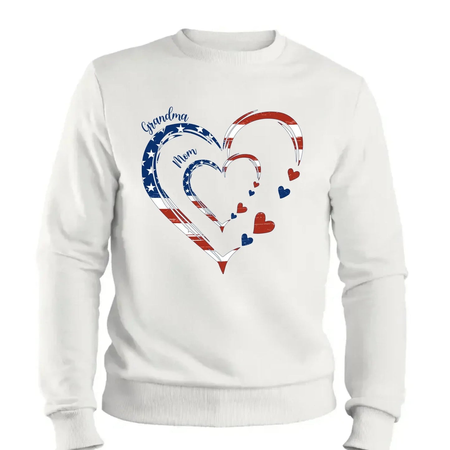 Custom Grandma Mom Heart Shirt – Personalized 4th of July Family T-shirt with Kids' Names, Patriotic Gift for Her Ezcustomize